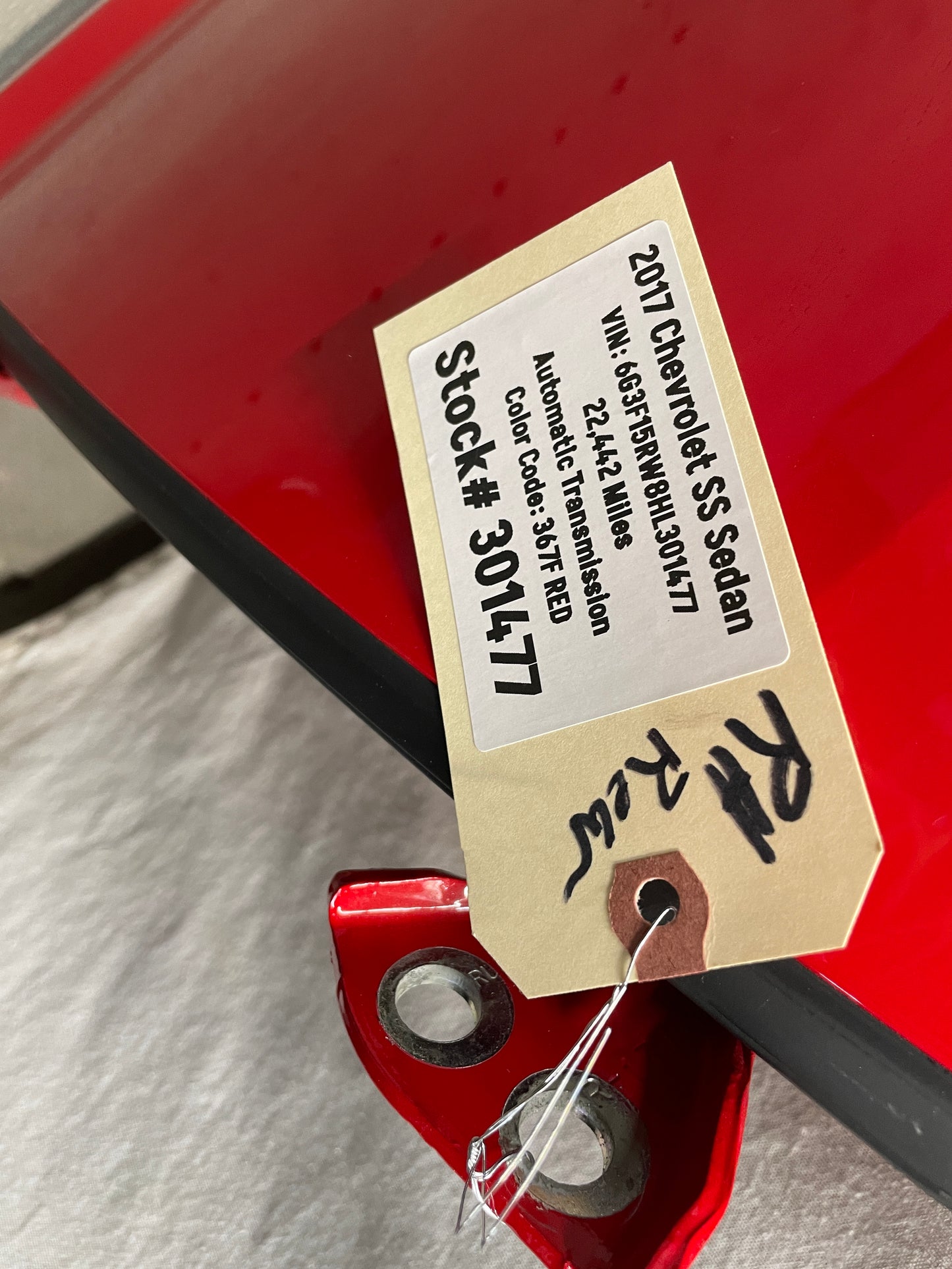 2017 Chevy SS Sedan RH Passenger Rear Exterior Door Red OEM