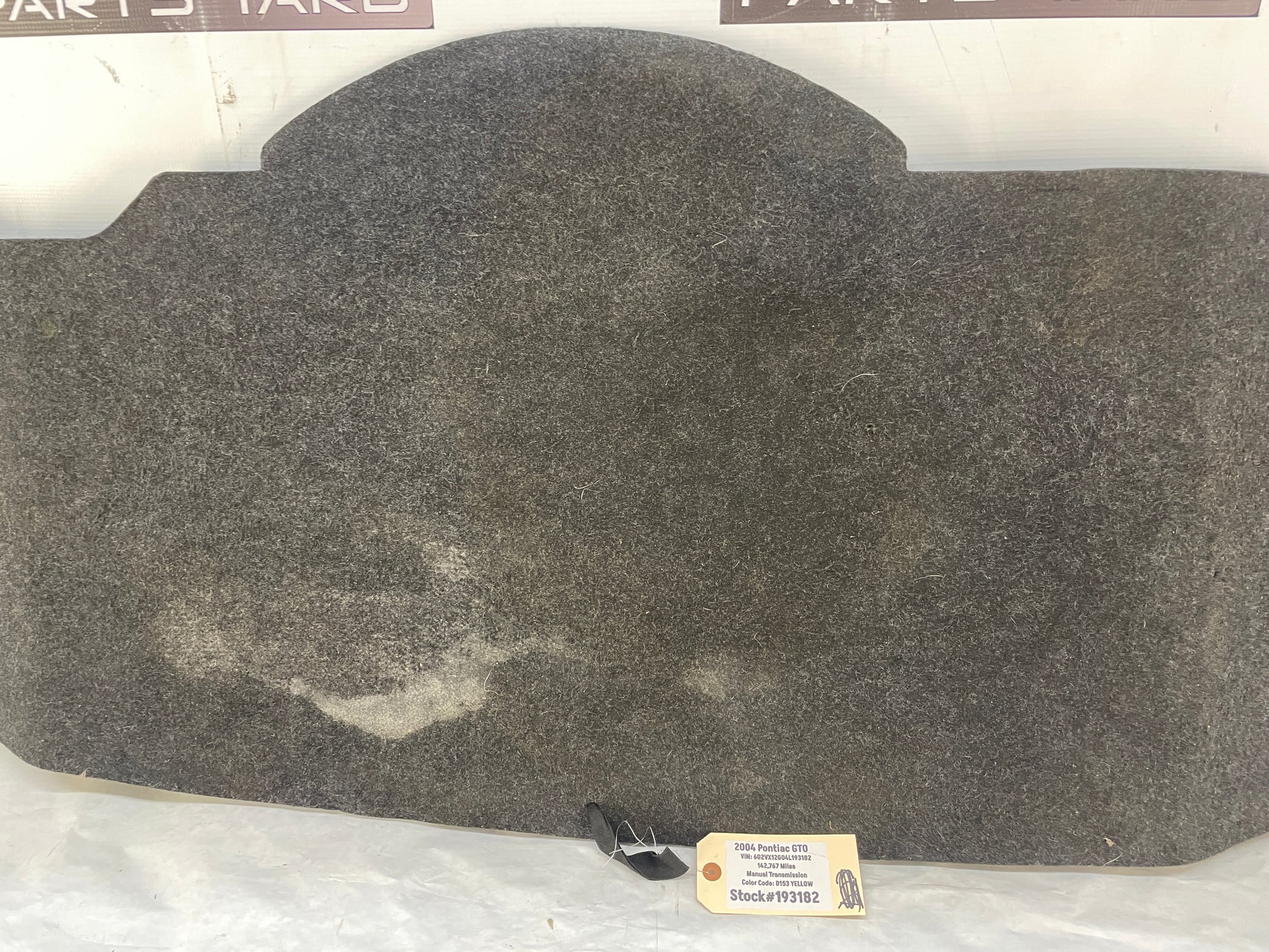 2004 Pontiac GTO Spare Wheel Tire Trunk Cargo Carpet Cargo Cover OEM - Day's Parts Yard