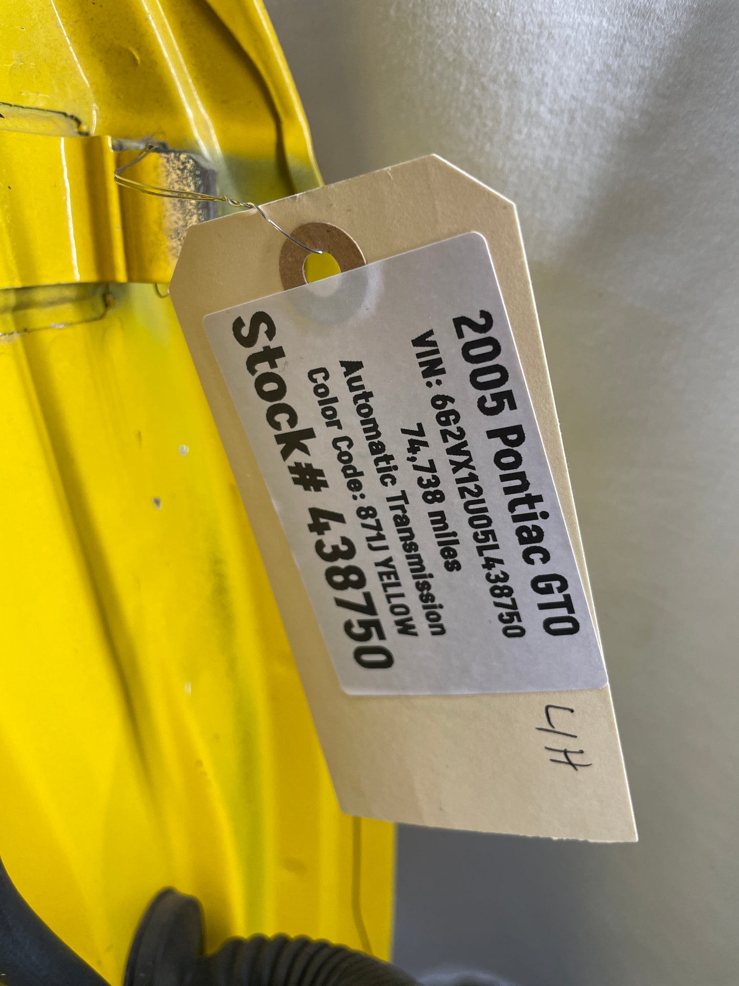 2005 Pontiac GTO LH Driver Front Exterior Door Yellow OEM