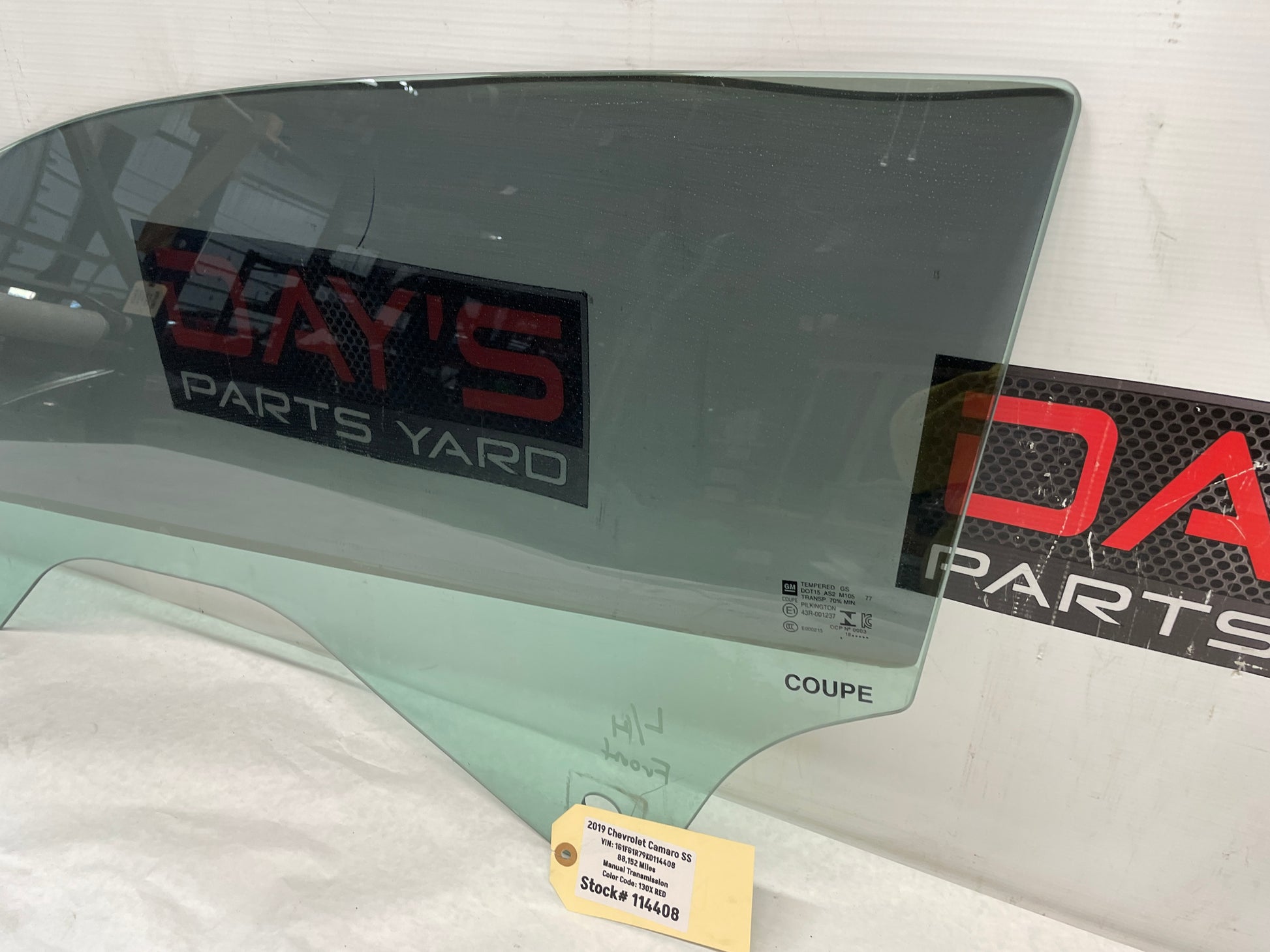 2019 Chevy Camaro SS LH Driver Front Door Window Glass OEM - Day's Parts Yard