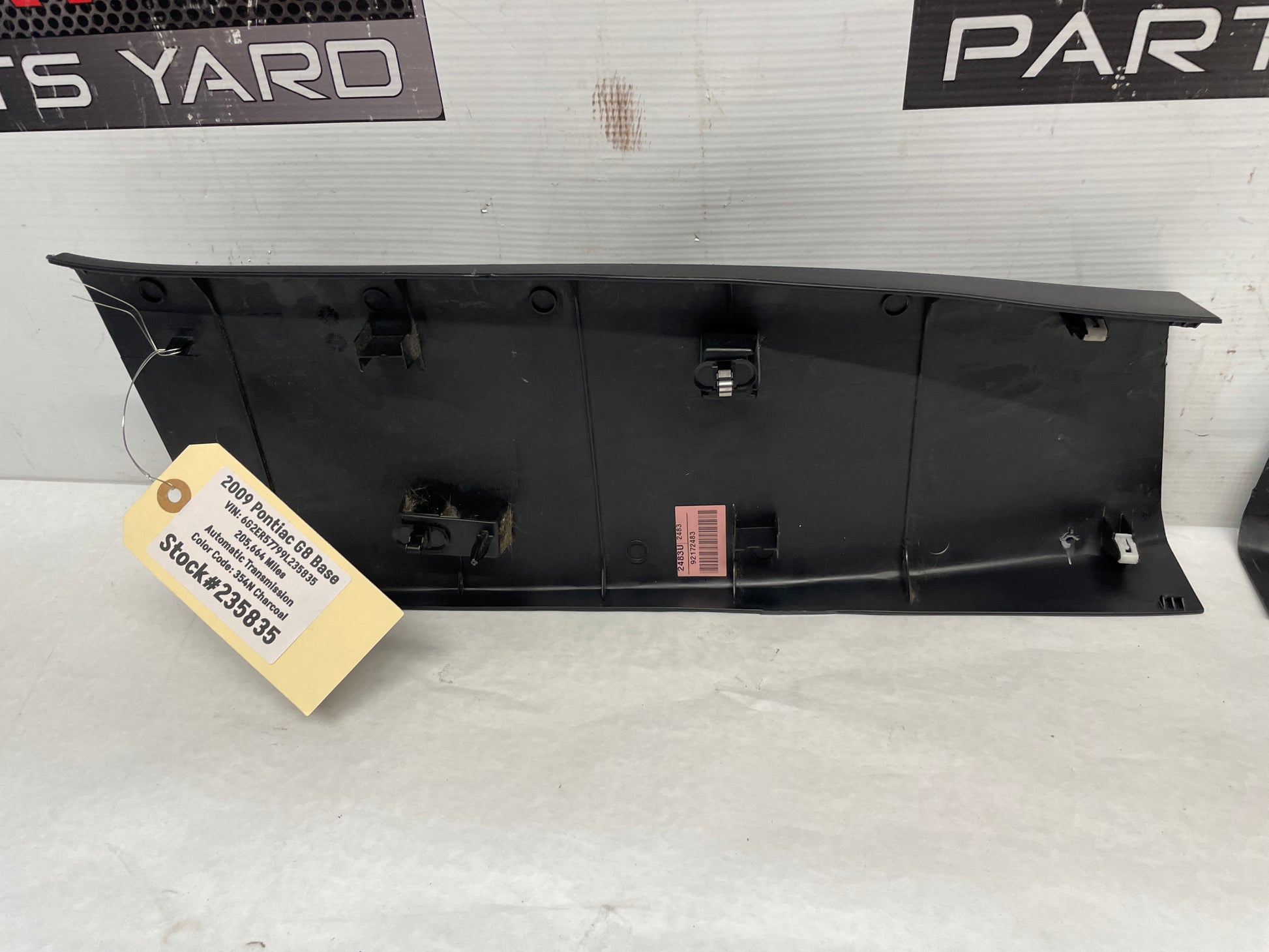 2009 Pontiac G8 Base RH & LH Lower Interior B Center Pillar Trim Molding Cover OEM - Day's Parts Yard