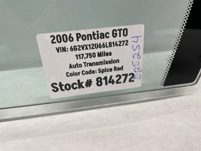 2006 Pontiac GTO LH Driver Front Door Window Glass OEM - Day's Parts Yard