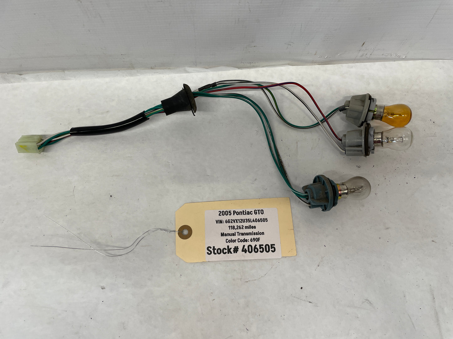 2005 Pontiac GTO RH Passenger Tail Light Taillight Wire Wiring Harness OEM - Day's Parts Yard