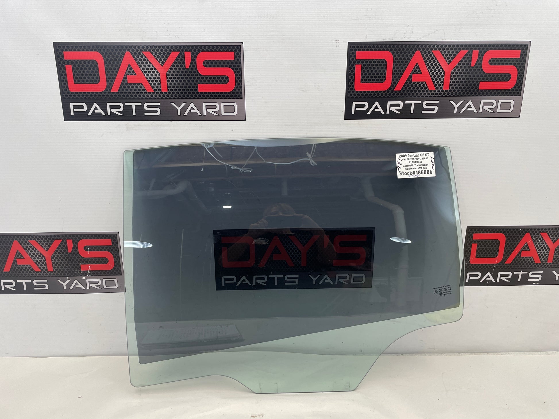 2009 Pontiac G8 GT Rear LH Driver Door Window Glass OEM - Day's Parts Yard