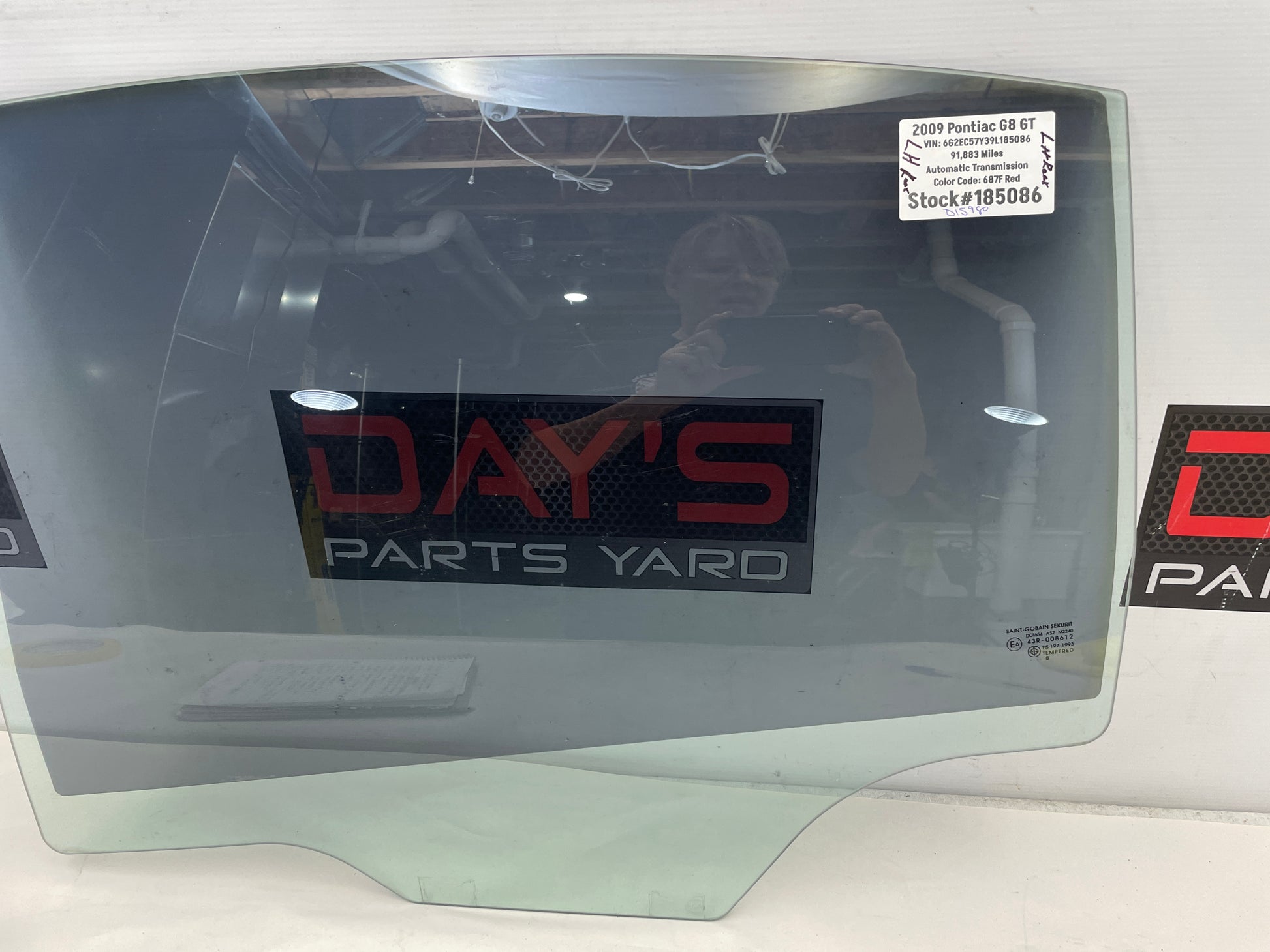 2009 Pontiac G8 GT Rear LH Driver Door Window Glass OEM - Day's Parts Yard