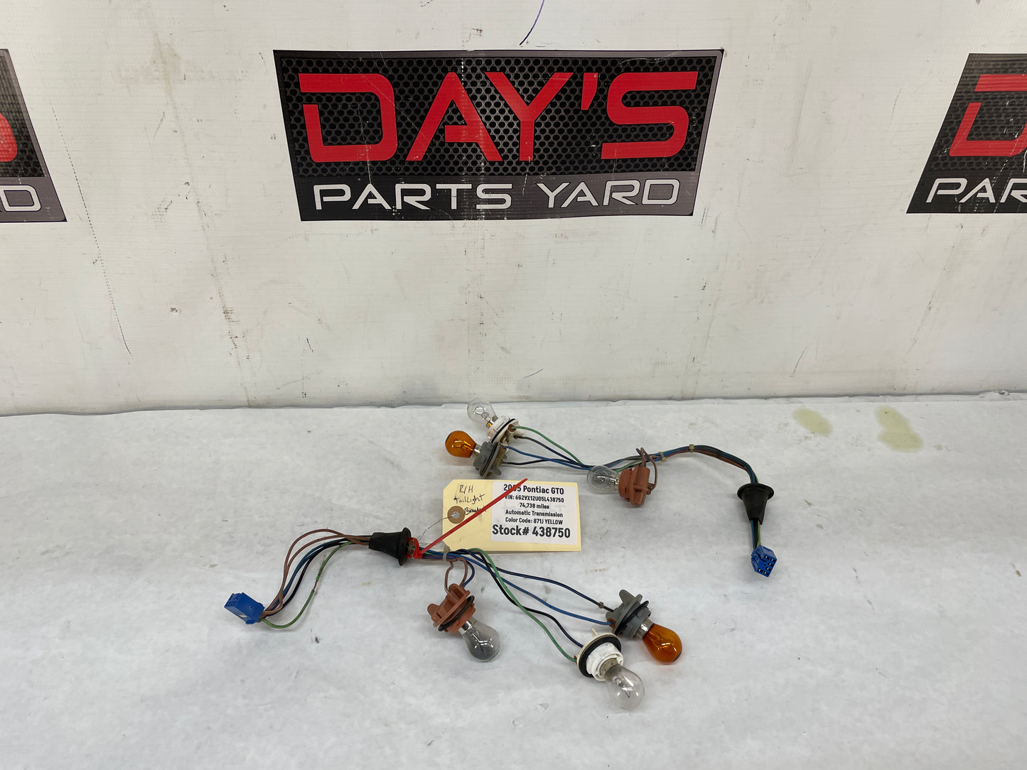 2005 Pontiac GTO RH & LH Taillight Tail Light Wire Wiring Harness Sockets OEM