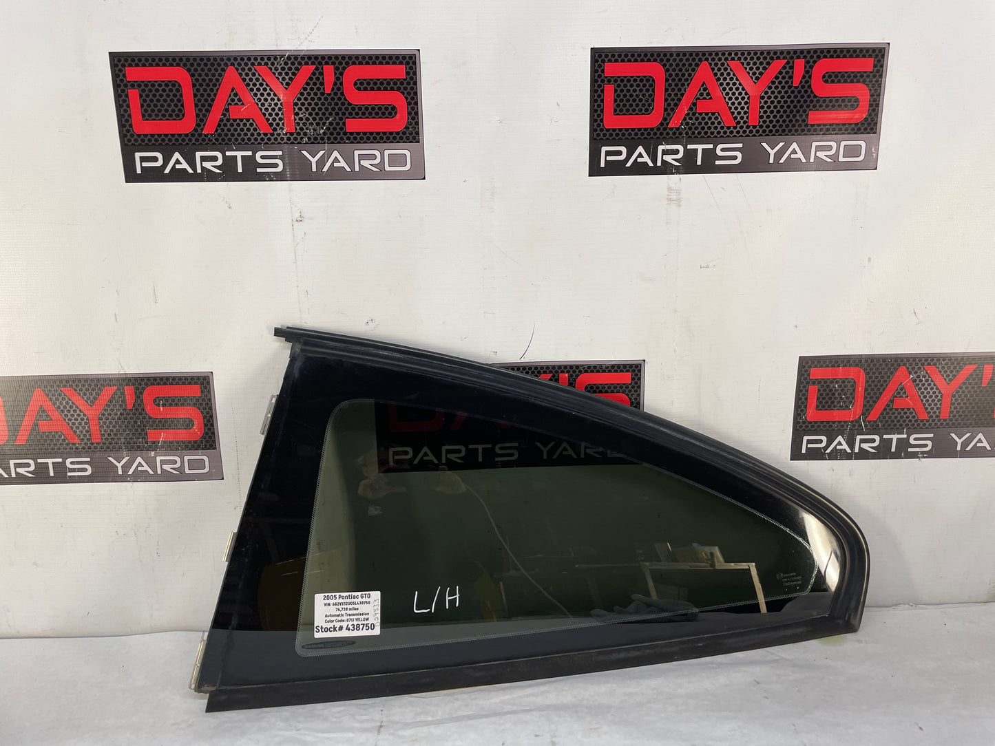 2005 Pontiac GTO LH Driver Rear Quarter Window Glass OEM