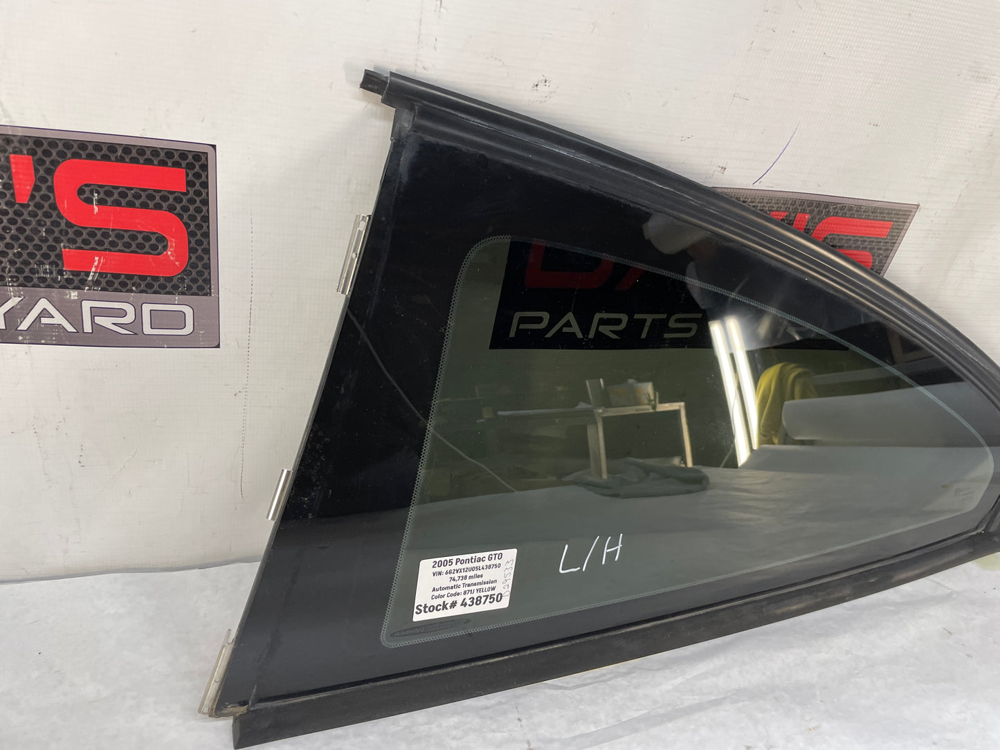 2005 Pontiac GTO LH Driver Rear Quarter Window Glass OEM