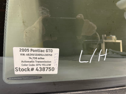 2005 Pontiac GTO LH Driver Rear Quarter Window Glass OEM