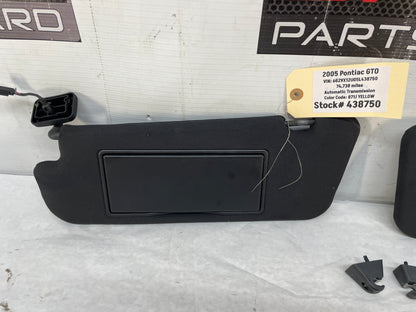 2005 Pontiac GTO RH & LH Sun Visors Shades Sunvisors w/ Clips OEM