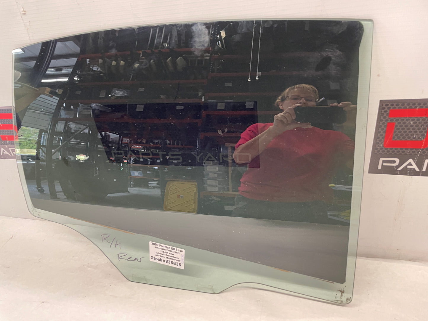 2009 Pontiac G8 Base RH Passenger Rear Door Window Glass OEM - Day's Parts Yard