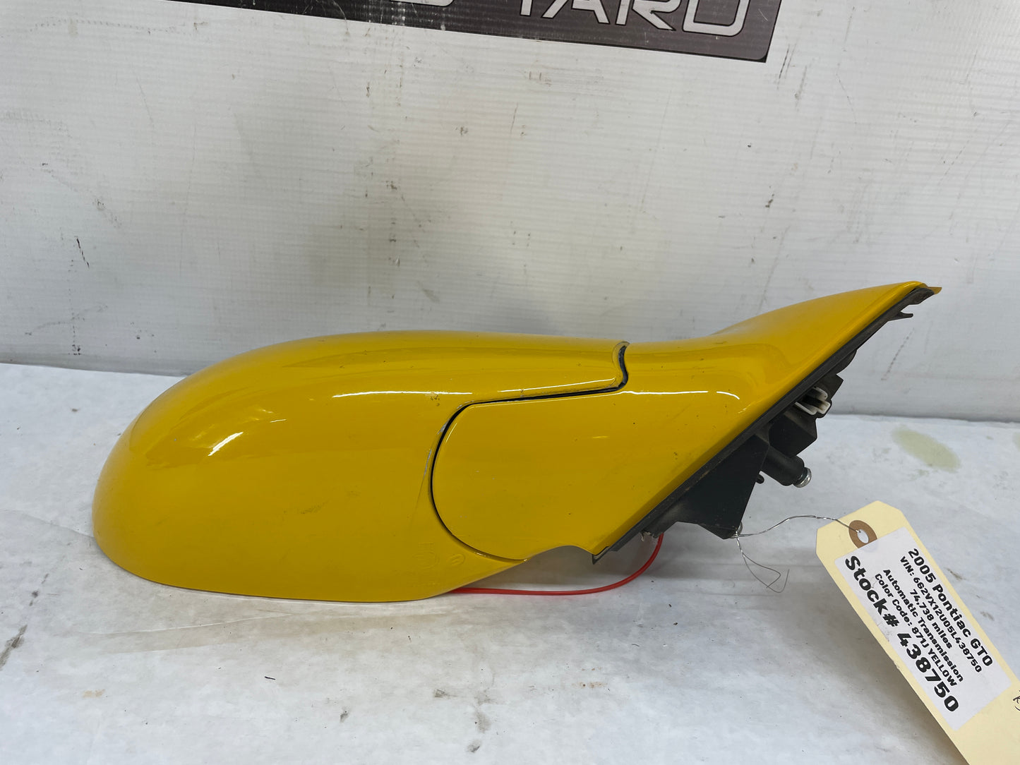 2005 Pontiac GTO RH Passenger Exterior Out Side Mirror Yellow OEM