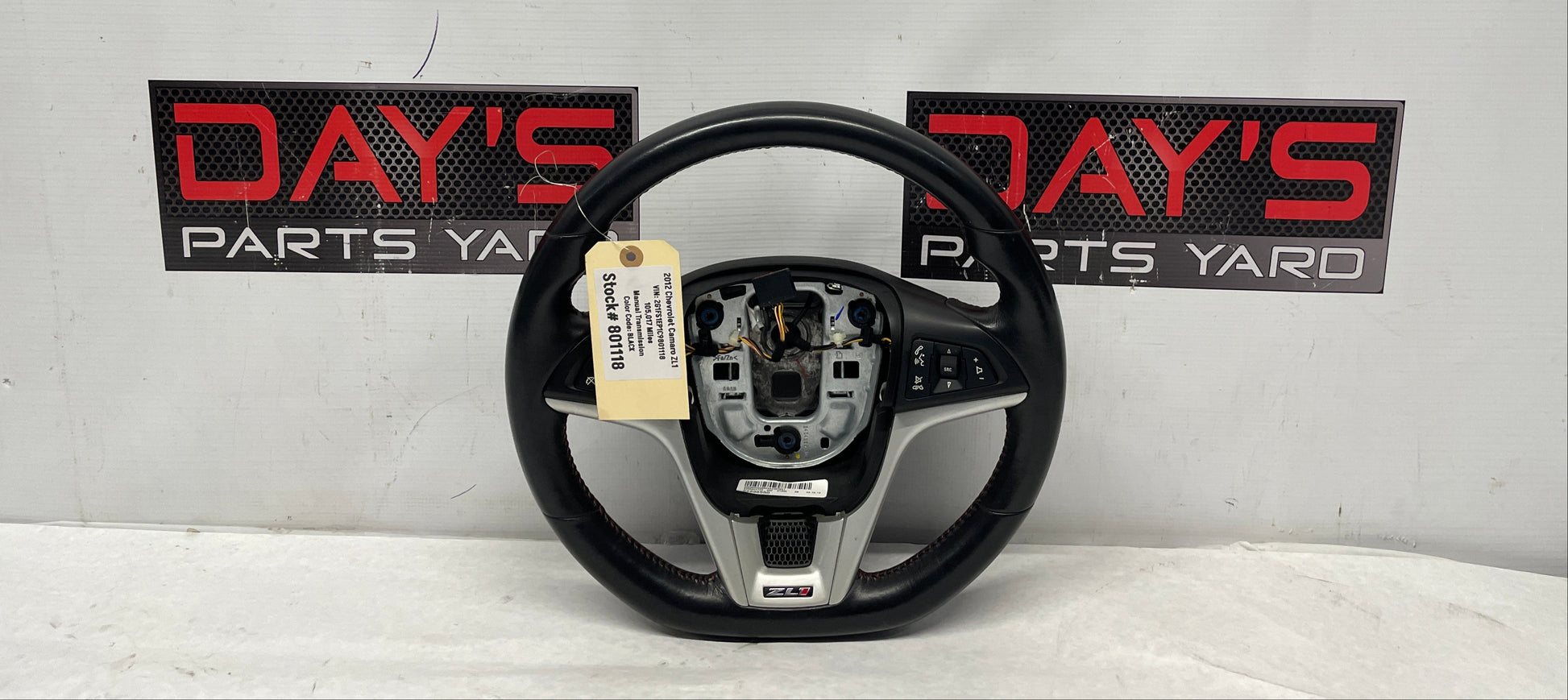 2012 Chevy Camaro ZL1 Steering Wheel w/ Buttons Black Leather OEM - Day's Parts Yard
