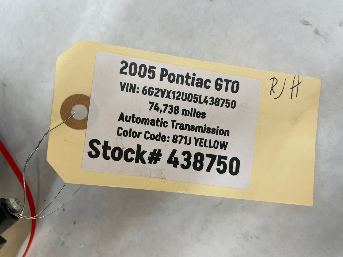 2005 Pontiac GTO RH Passenger Exterior Out Side Mirror Yellow OEM