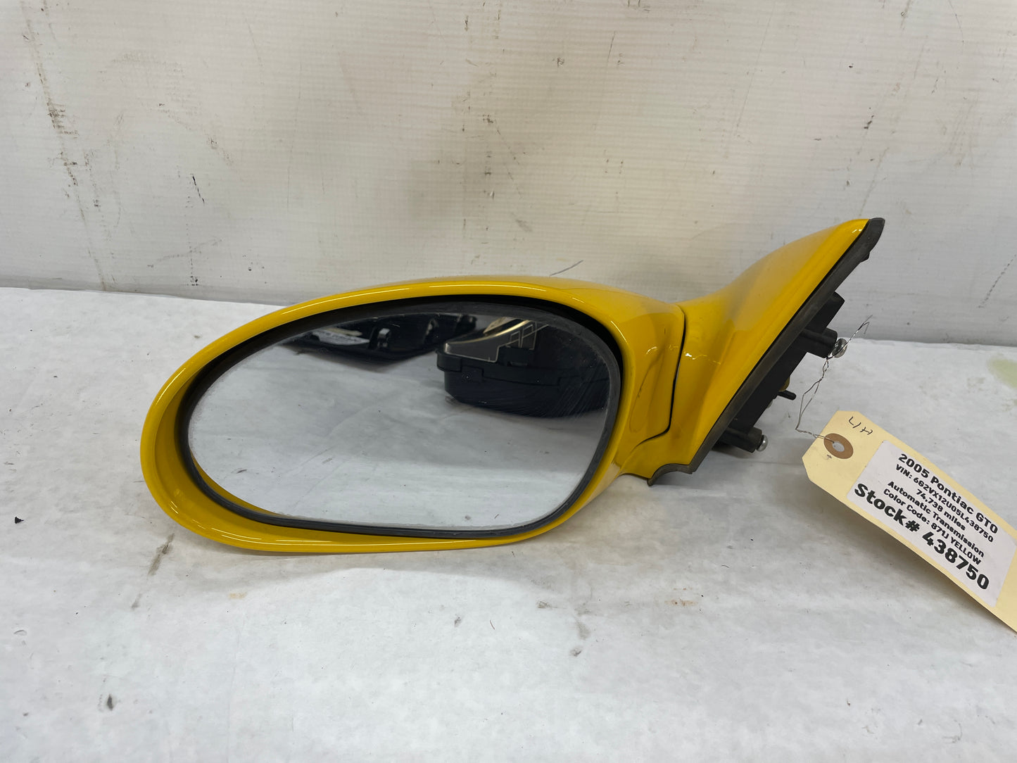 2005 Pontiac GTO LH Driver Exterior Out Side Mirror Yellow OEM