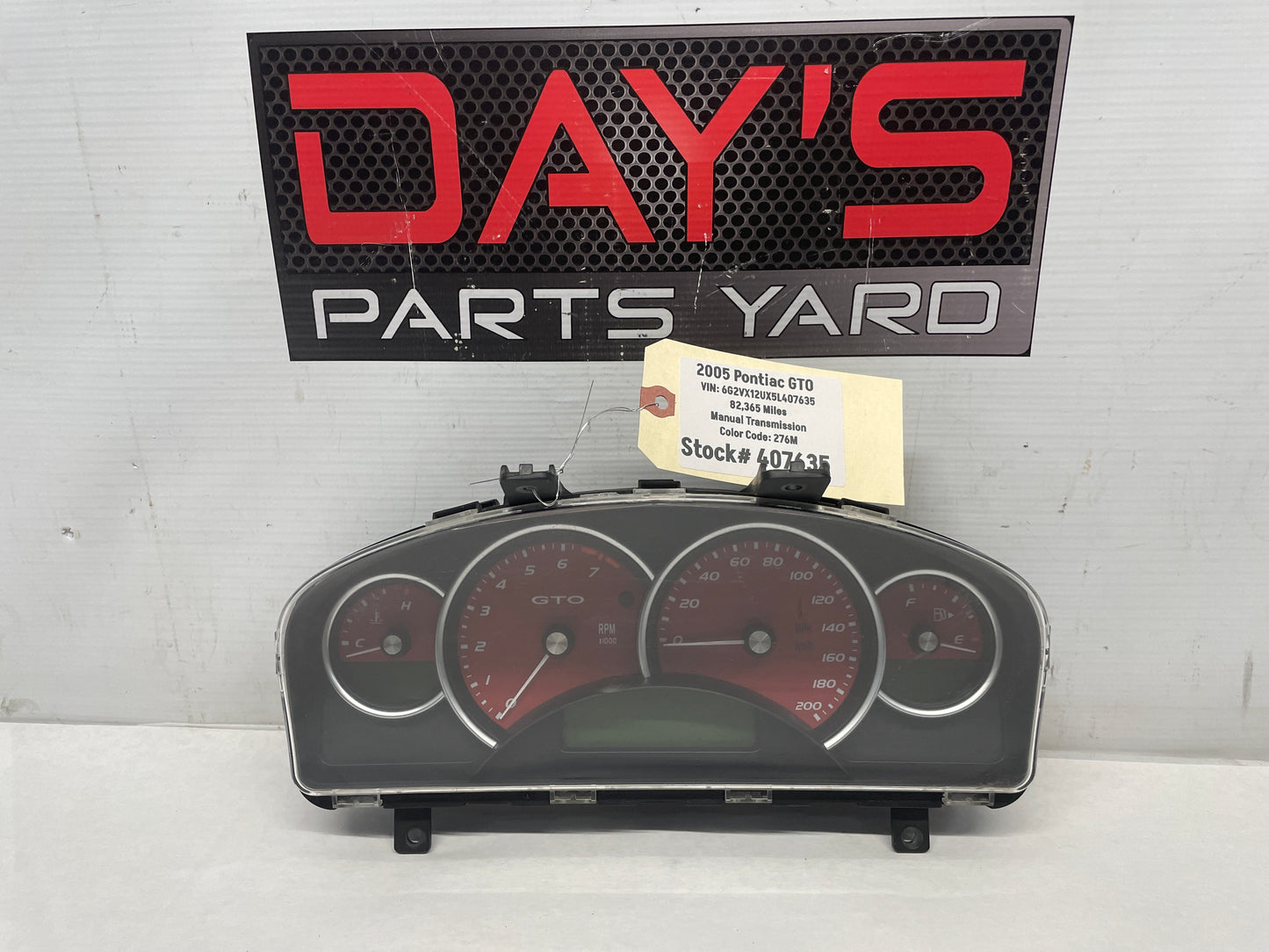 2005 Pontiac GTO Red Gauge Cluster Speedometer OEM