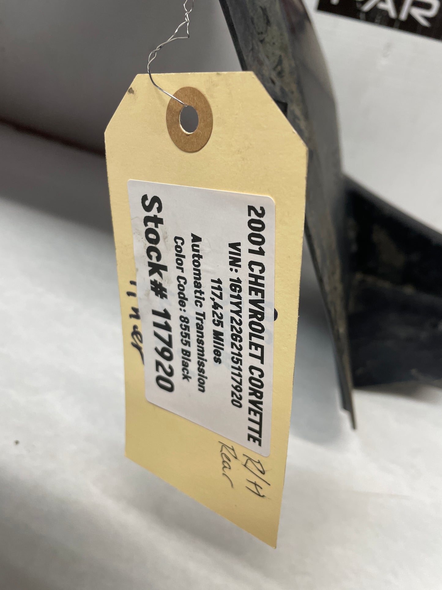 2001 Chevy C5 Corvette RH Passenger Rear Wheel Well House Fender Liner OEM - Day's Parts Yard