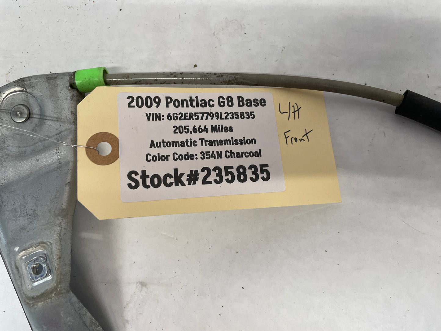 2009 Pontiac G8 Base LH Driver Front Door Window Regulator Motor OEM - Day's Parts Yard