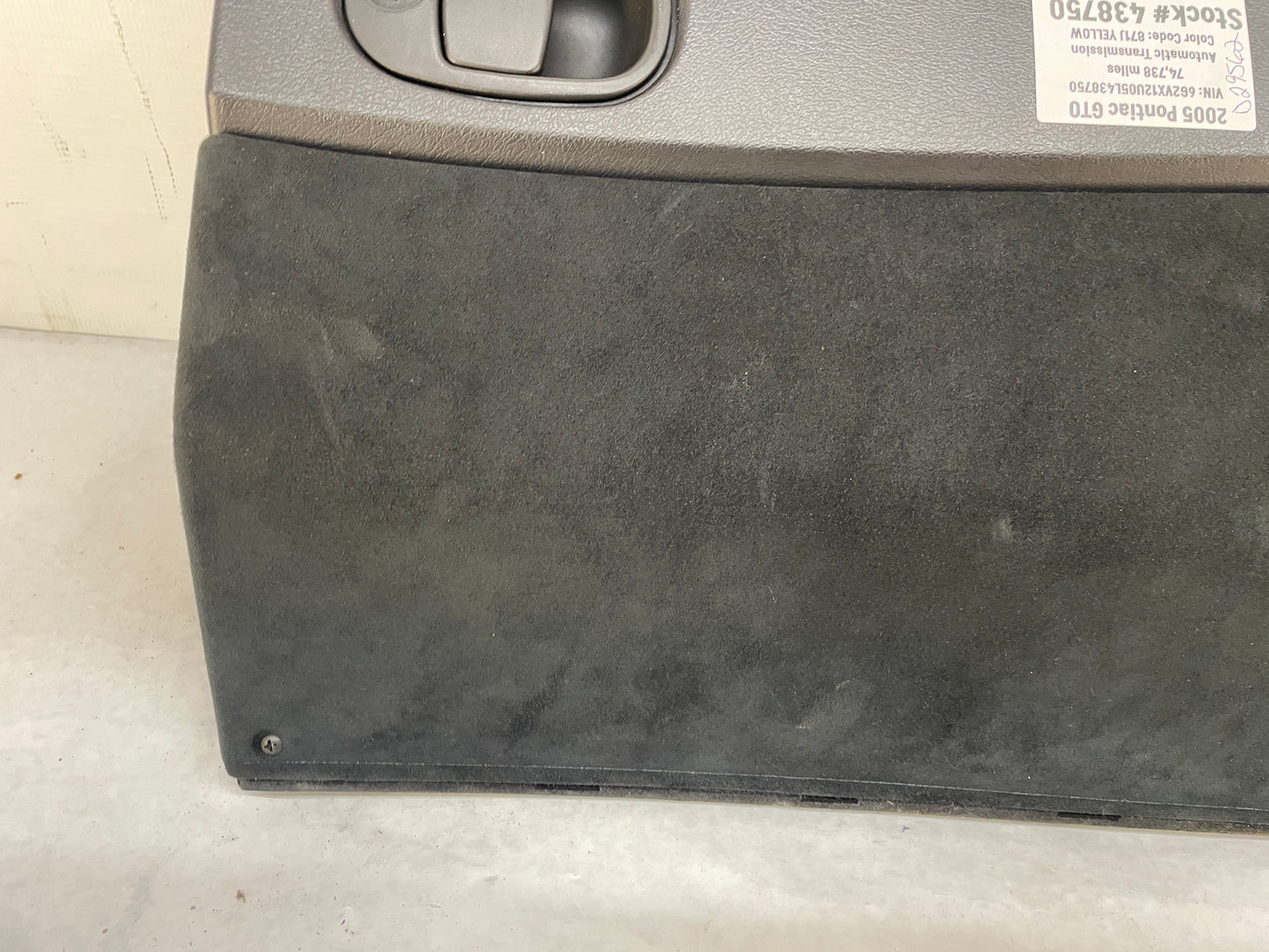 2005 Pontiac GTO Glove Box Assembly Compartment Black Suede OEM