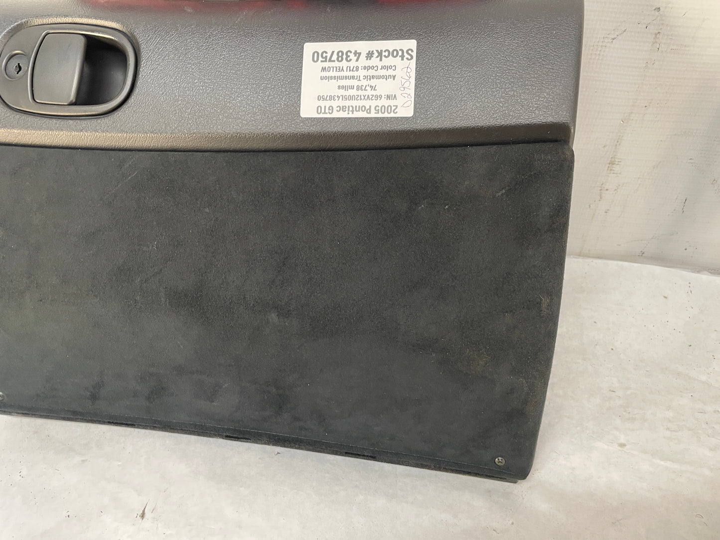 2005 Pontiac GTO Glove Box Assembly Compartment Black Suede OEM