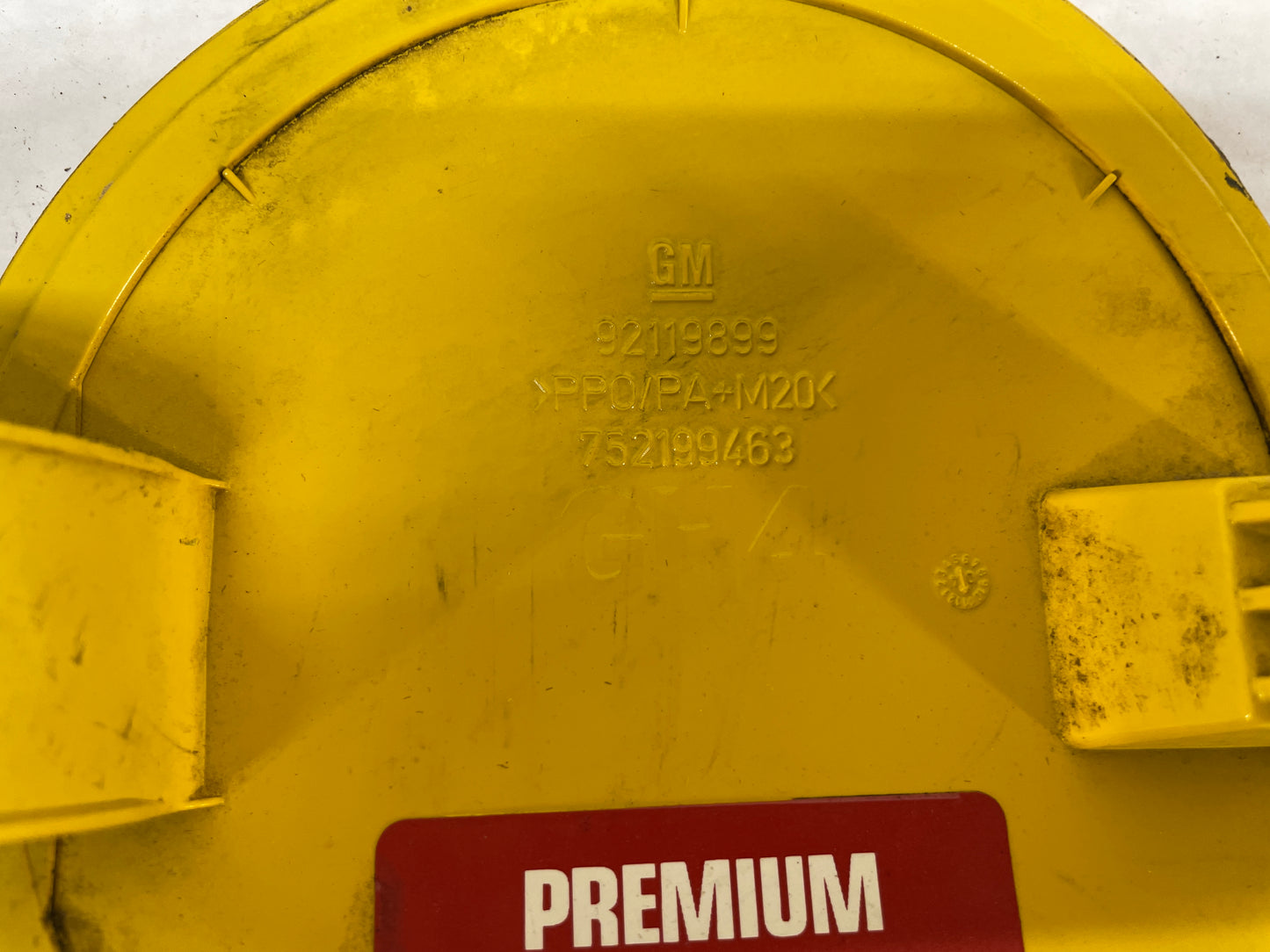 2005 Pontiac GTO Fuel Gas Door Lid Cover Assembly w/ Cap Yellow OEM