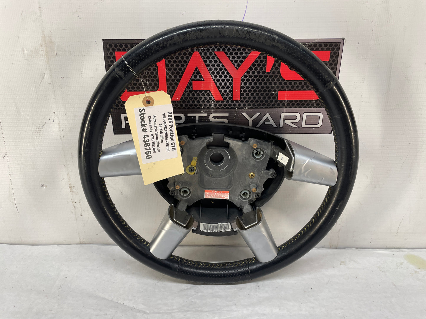 2005 Pontiac GTO Steering Wheel Yellow Stitching OEM