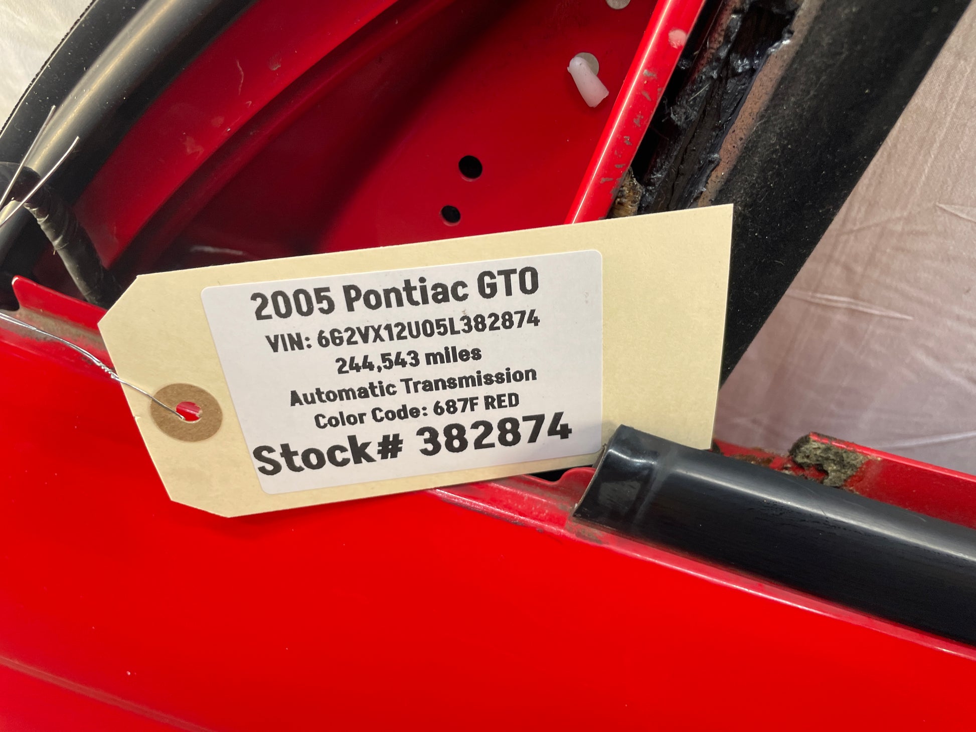 2005 Pontiac GTO LH Driver Exterior Door Red OEM - Day's Parts Yard