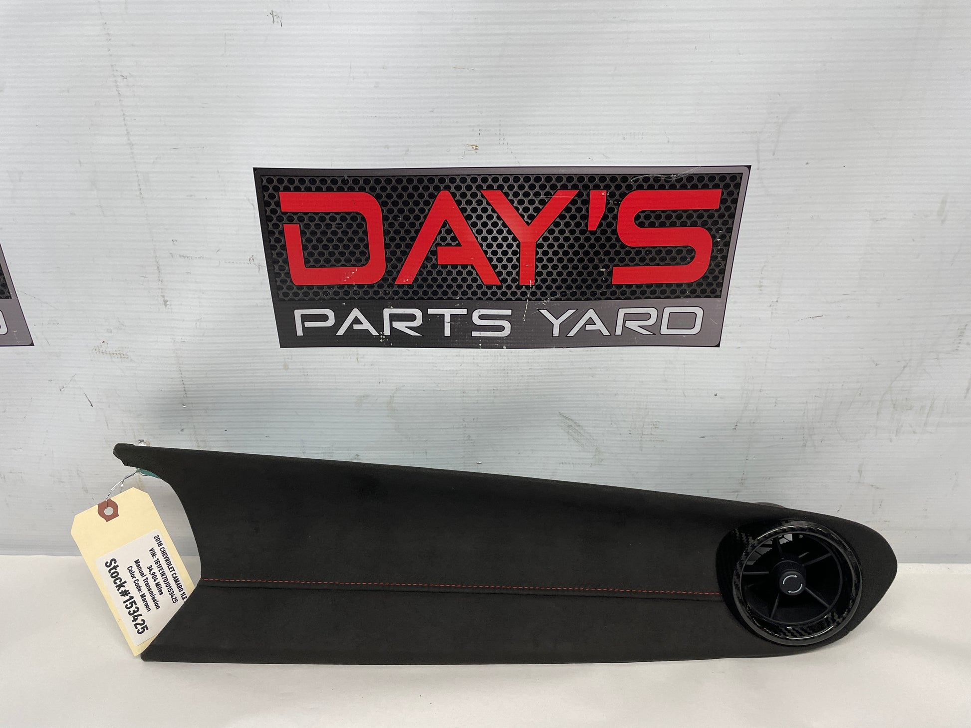 2018 Chevy Camaro 1LE SS RH Dash Trim Insert Black Suede w/ Red Stitching OEM - Day's Parts Yard