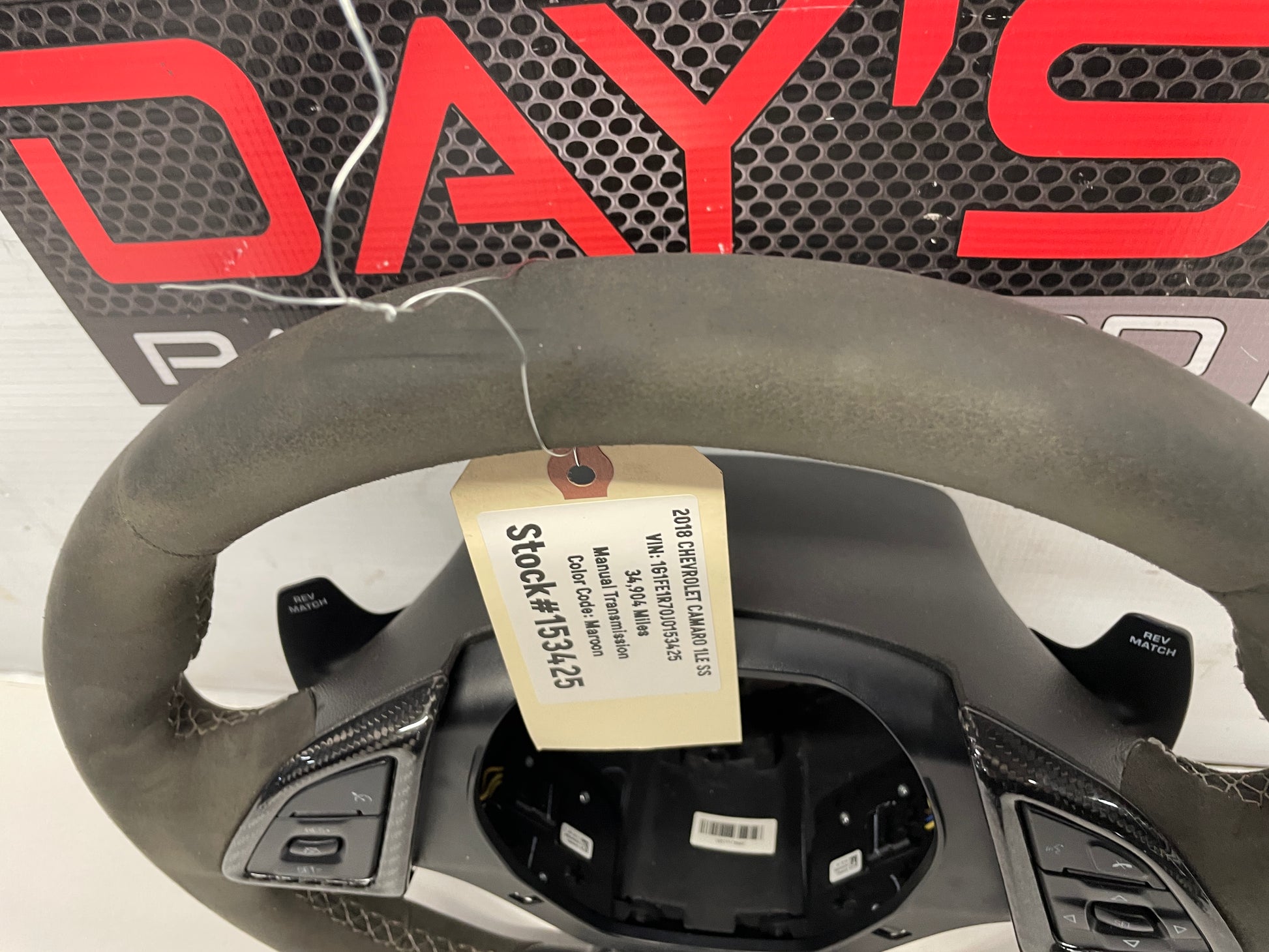 2018 Chevy Camaro 1LE SS Steering Wheel Suede Alcantara w/ Carbon Fiber Trim OEM - Day's Parts Yard