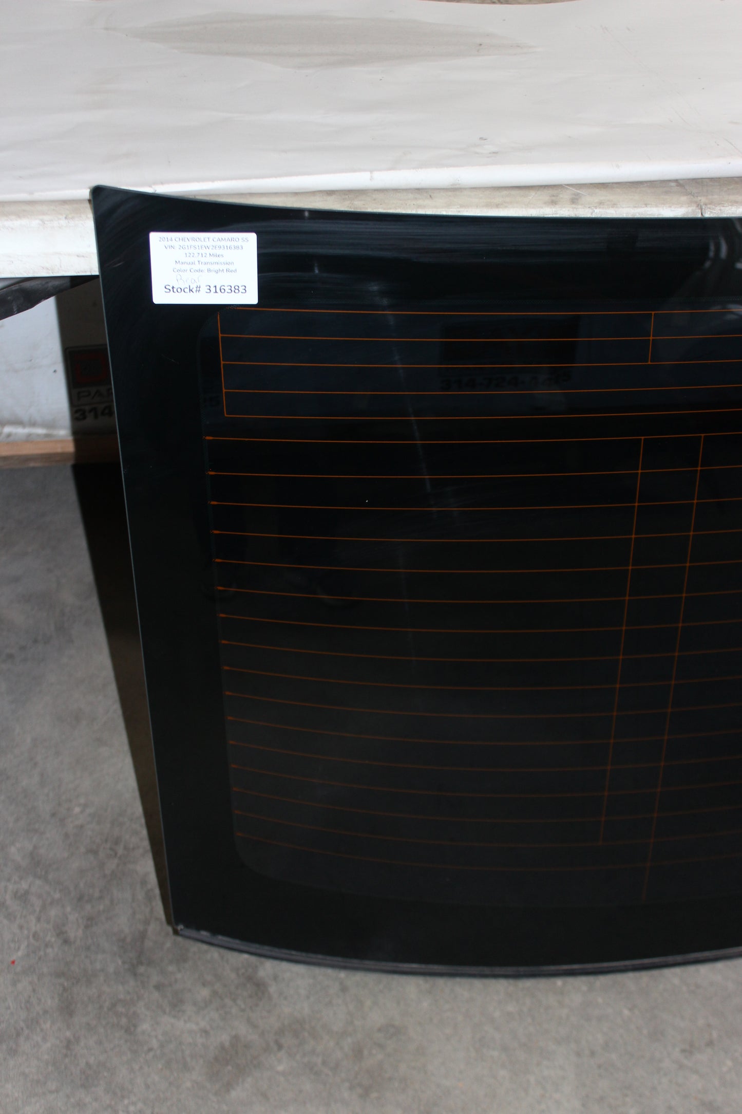 2014 Chevy Camaro SS Rear Window Glass OEM LOCAL PICK UP