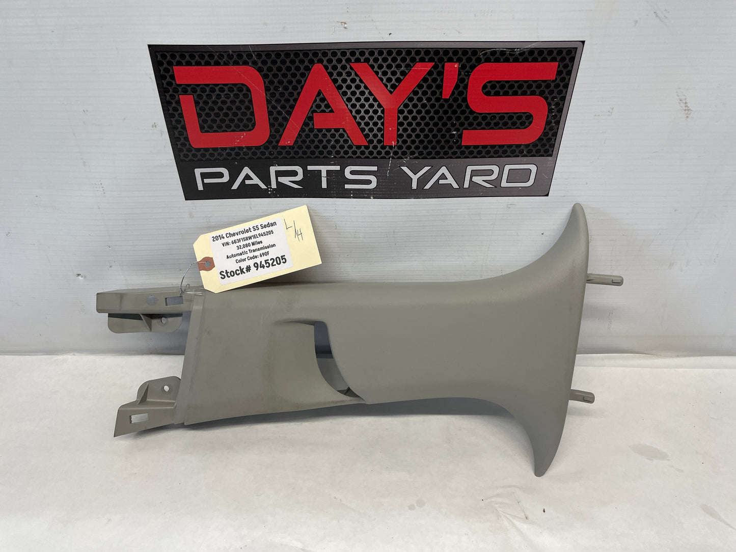 2014 Chevy SS Sedan LH Driver Interior Upper B Pillar Seat Belt Trim OEM - Day's Parts Yard