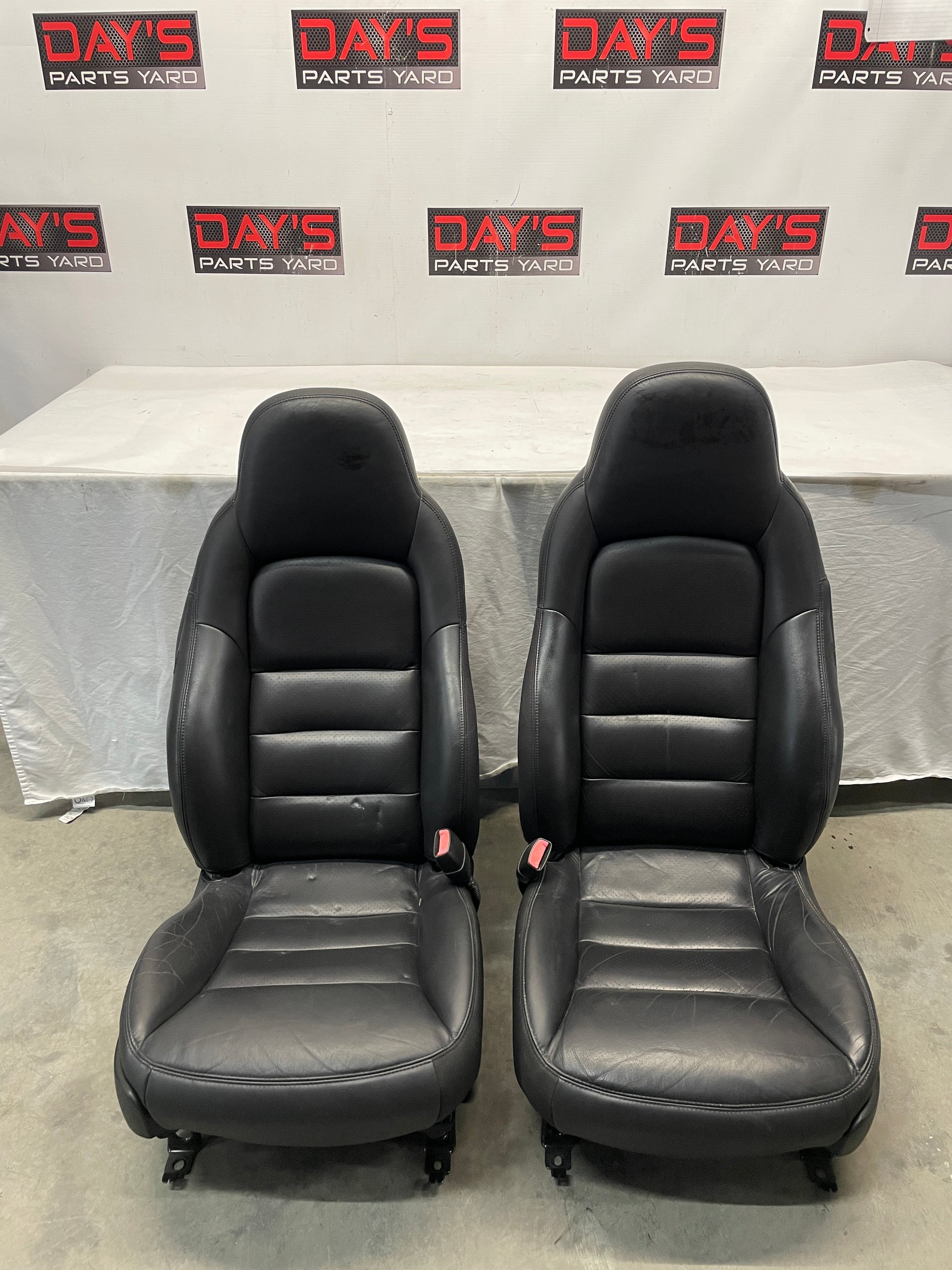 2005 Chevy C6 Corvette Front Seats Black Leather OEM - Day's Parts Yard