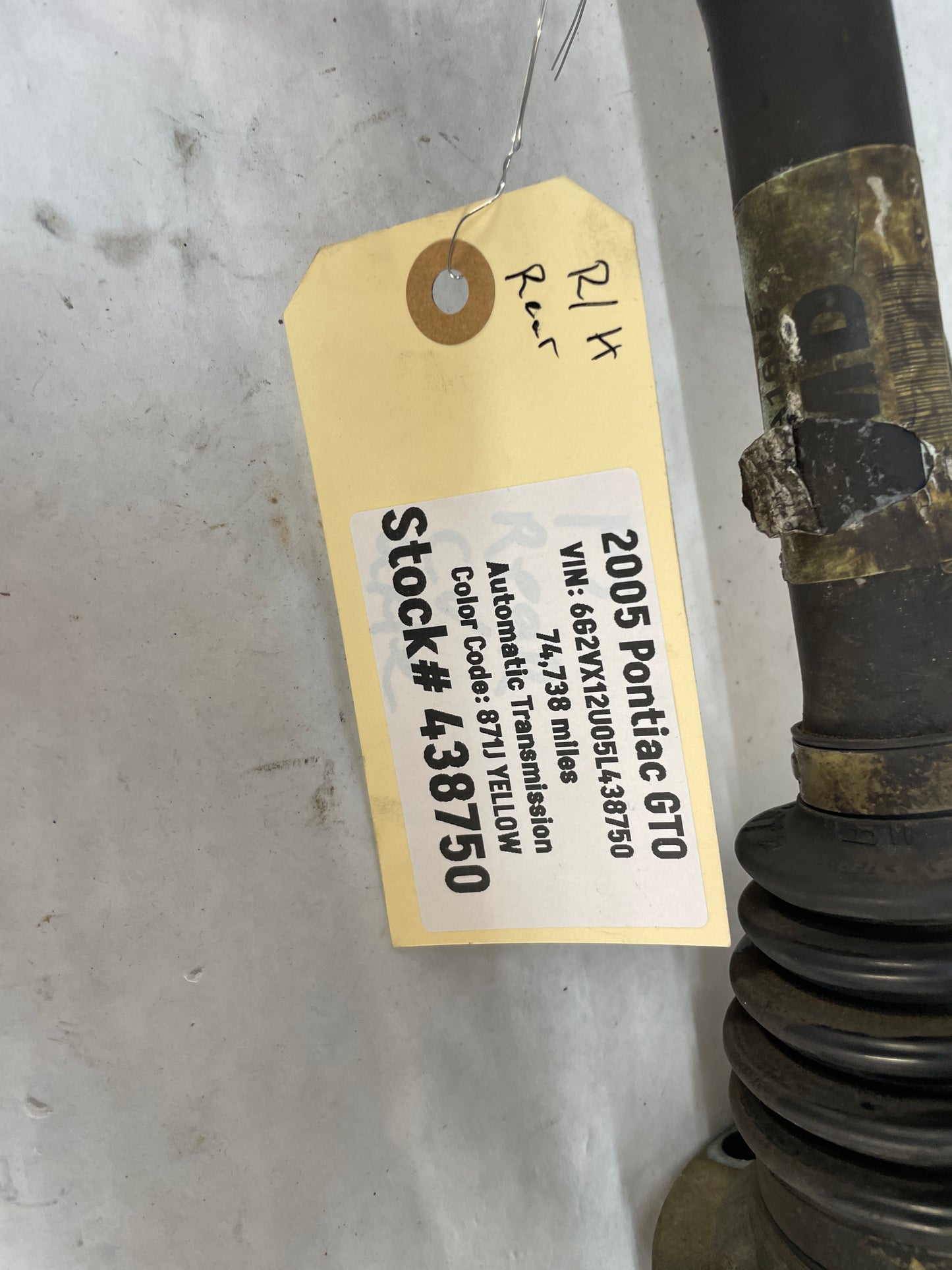 2005 Pontiac GTO RH Passenger CV Axle Half Shaft OEM