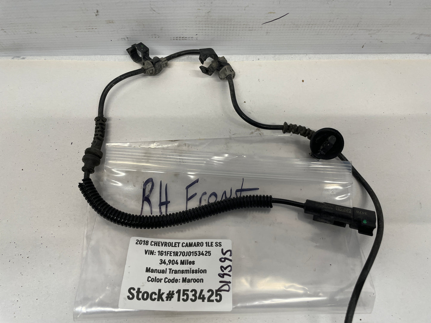 2018 Chevy Camaro 1LE SS RH Passenger Front ABS Speed Sensor Wire OEM - Day's Parts Yard
