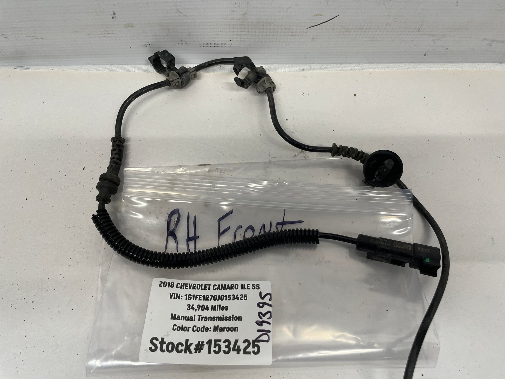 2018 Chevy Camaro 1LE SS RH Passenger Front ABS Speed Sensor Wire OEM - Day's Parts Yard
