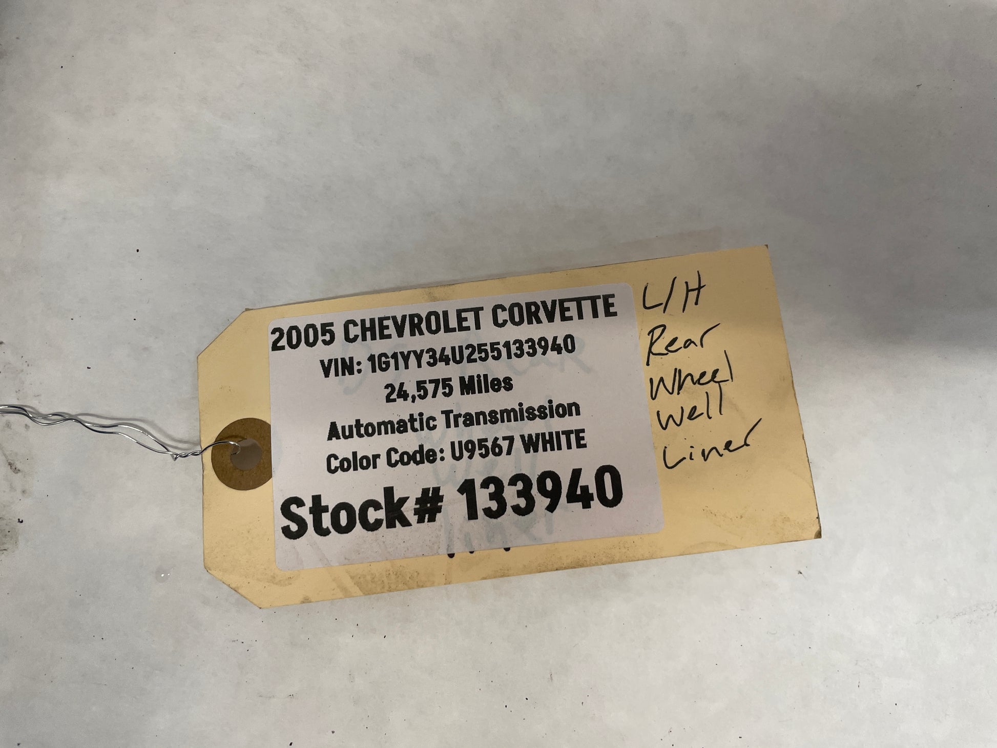 2005 Chevy C6 Corvette LH Driver Rear Wheel Well House Fender Liner OEM - Day's Parts Yard