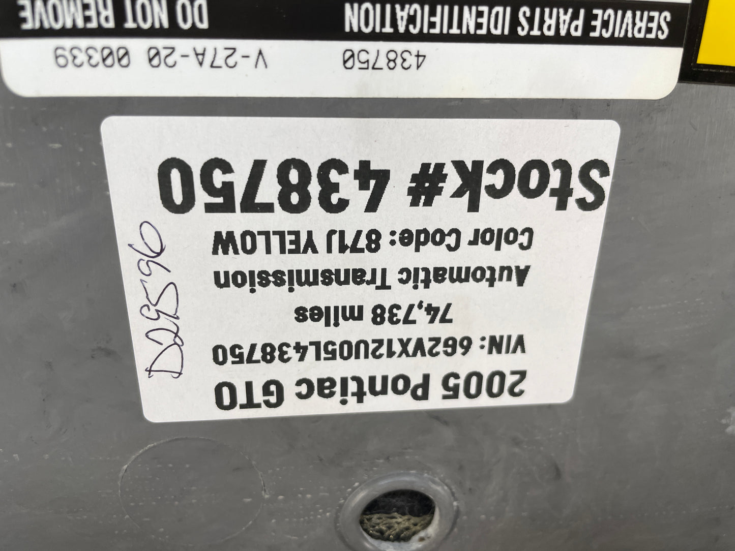 2005 Pontiac GTO Spare Wheel Tire Trunk Cargo Carpet Cargo Cover OEM