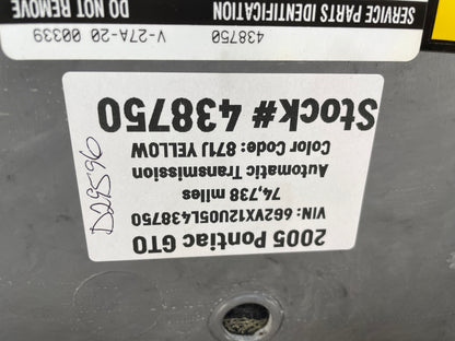 2005 Pontiac GTO Spare Wheel Tire Trunk Cargo Carpet Cargo Cover OEM