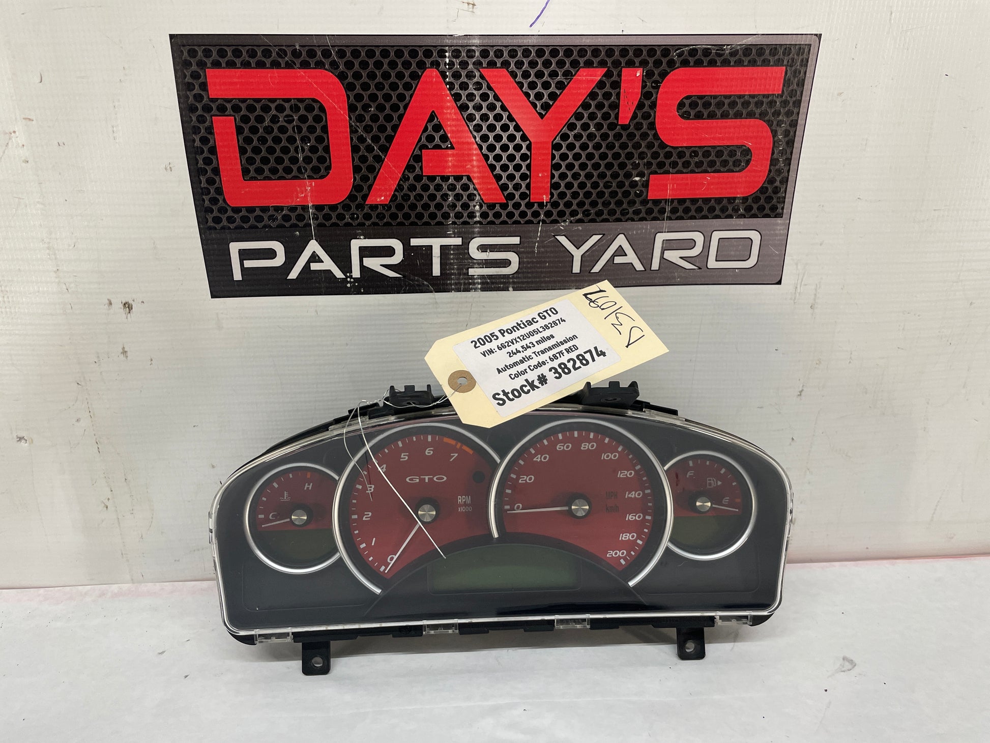 2005 Pontiac GTO Red Instrument Panel Gauge Cluster Speedometer OEM - Day's Parts Yard
