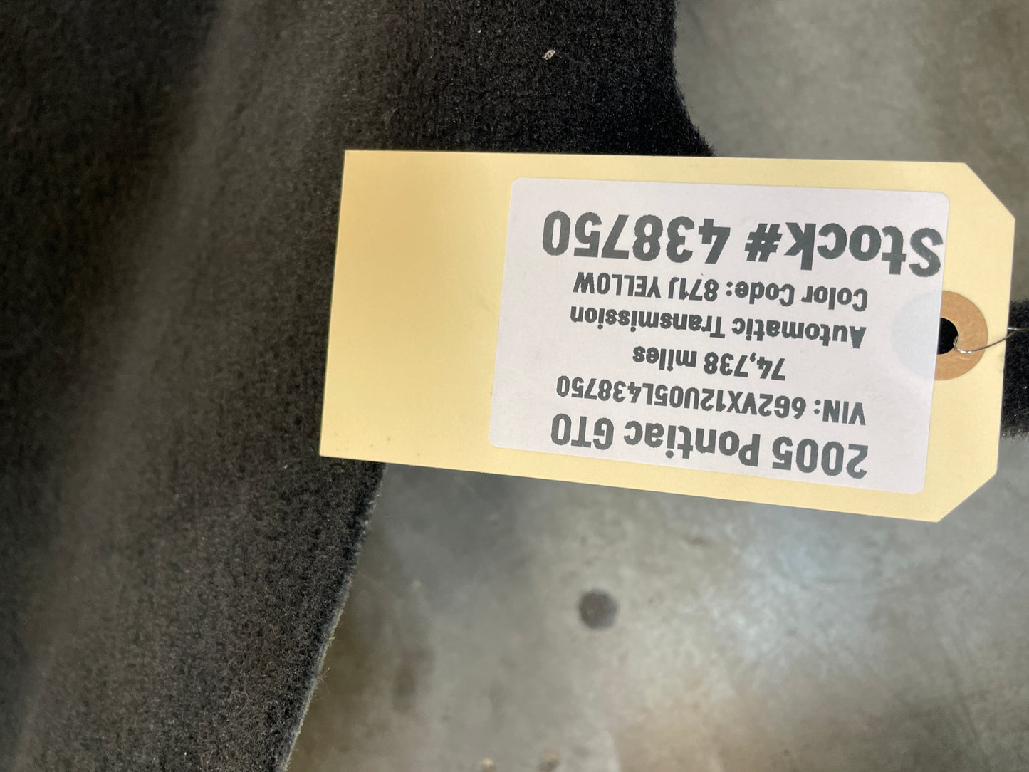 2005 Pontiac GTO Complete Interior Floor Carpet OEM