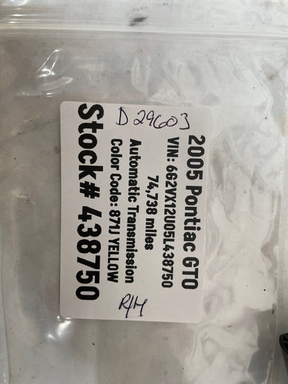 2005 Pontiac GTO Interior Door Lock Knob w/ Outer Trim OEM