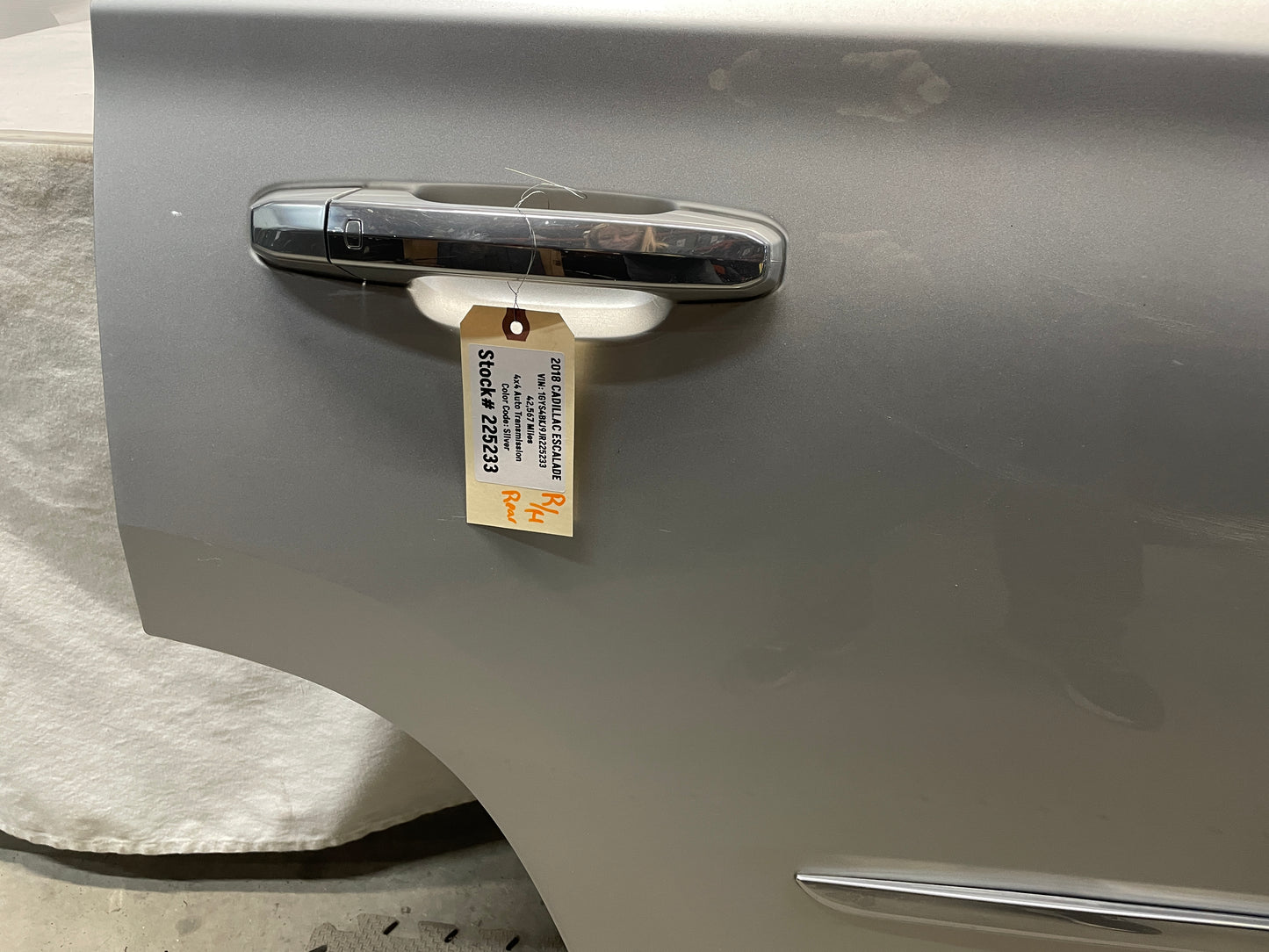 2018 Cadillac Escalade RH Passenger Rear Exterior Door Silver OEM