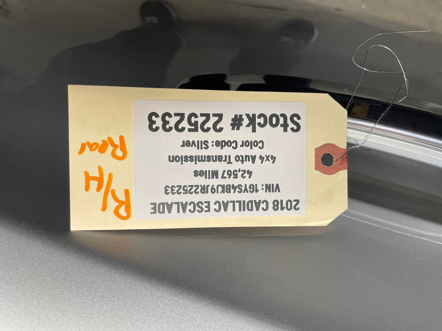 2018 Cadillac Escalade RH Passenger Rear Exterior Door Silver OEM
