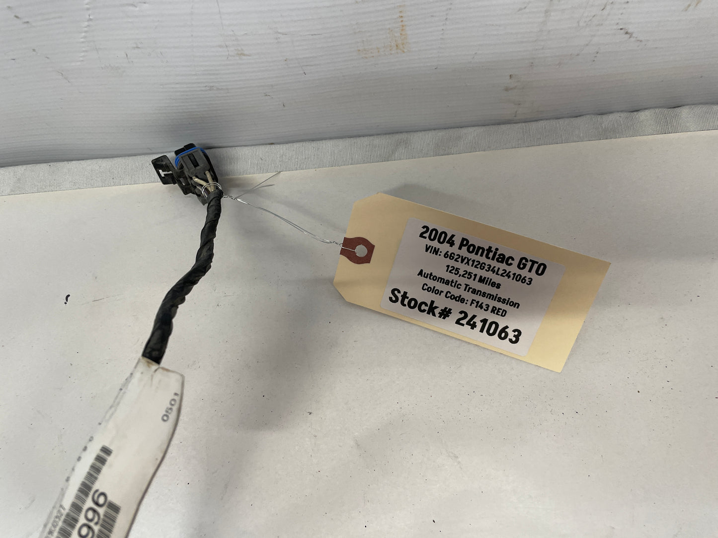 2004 Pontiac GTO Front Bumper Fog Light Wire Wiring Harness OEM DAMAGED - Day's Parts Yard