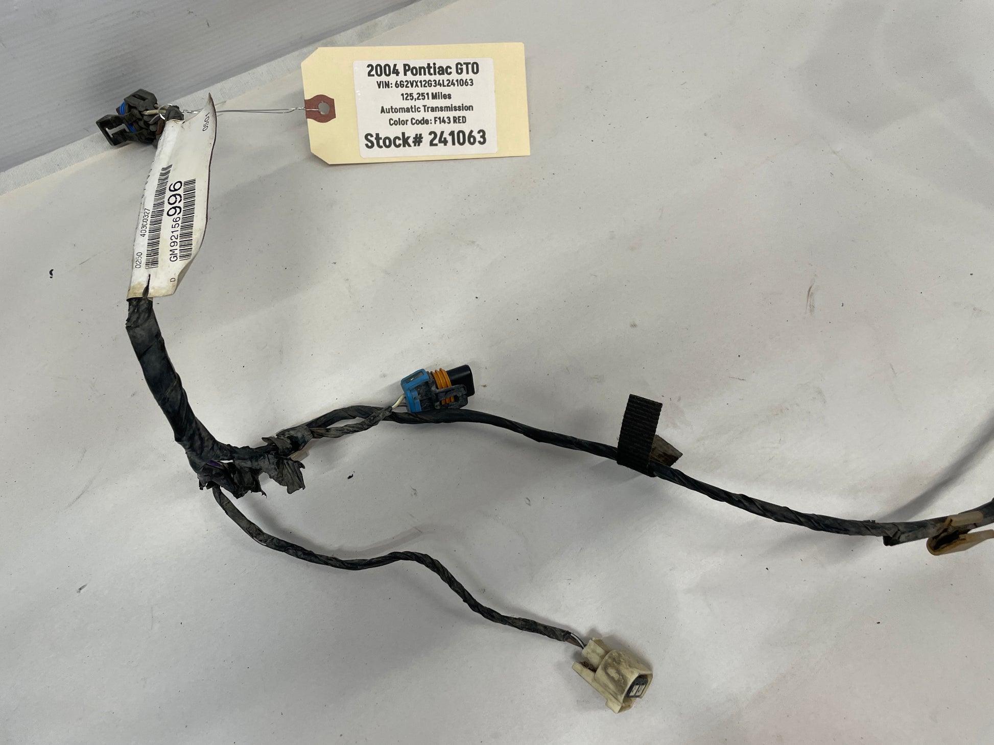 2004 Pontiac GTO Front Bumper Fog Light Wire Wiring Harness OEM DAMAGED - Day's Parts Yard