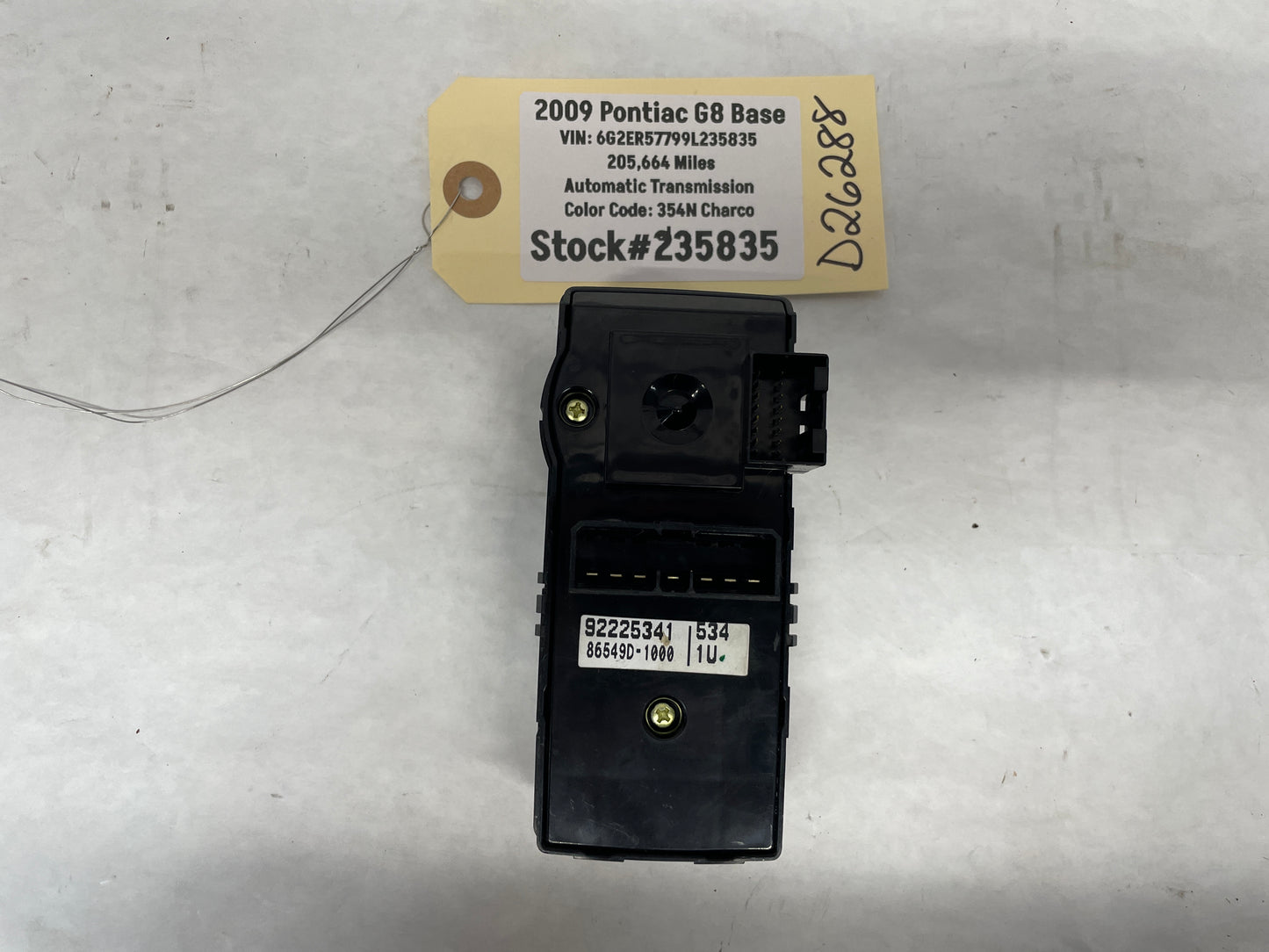 2009 Pontiac G8 Base Master Power Window Mirror Switch OEM - Day's Parts Yard