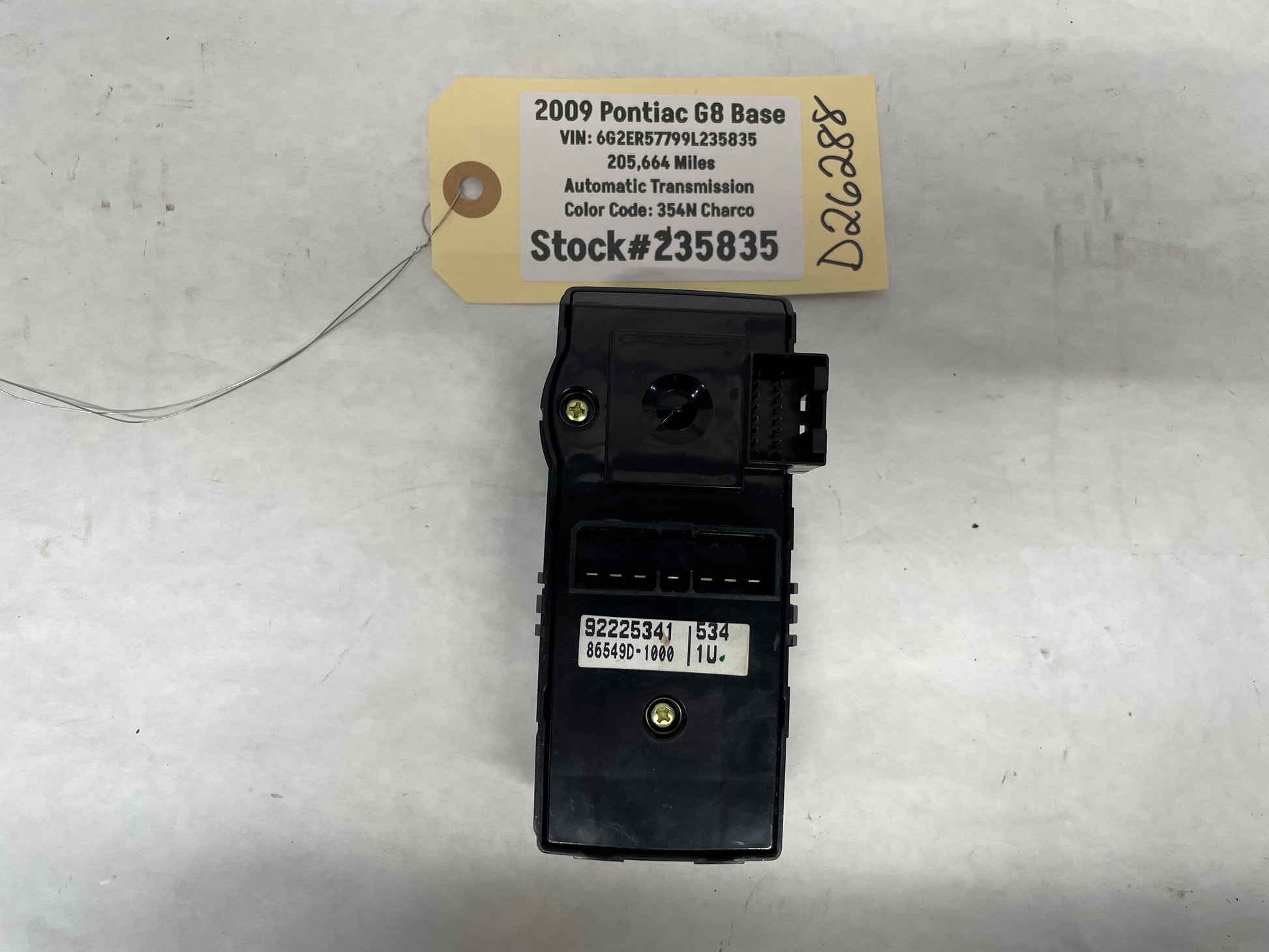 2009 Pontiac G8 Base Master Power Window Mirror Switch OEM - Day's Parts Yard