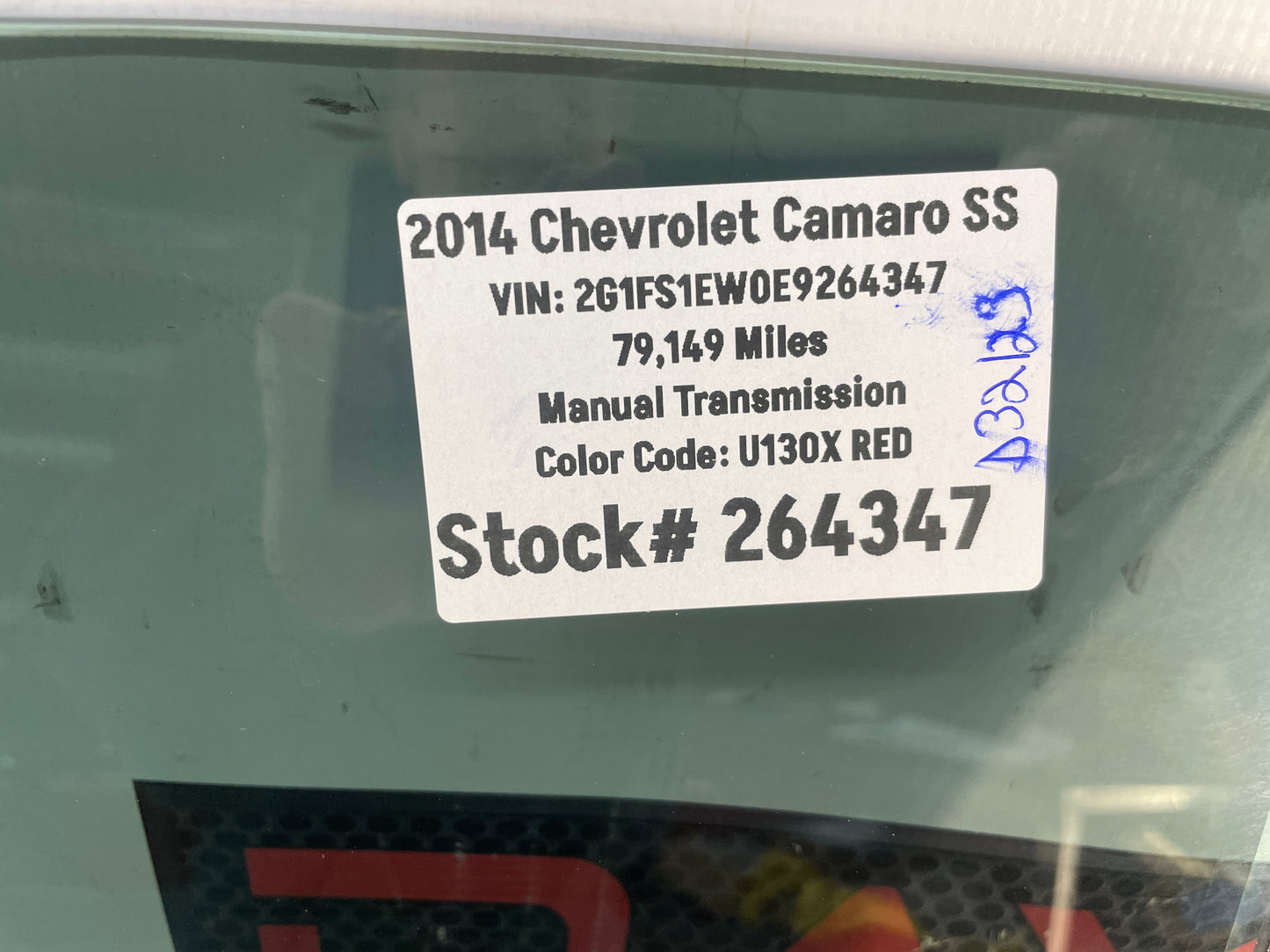 2014 Chevy Camaro SS LH Driver Door Window Glass OEM - Day's Parts Yard