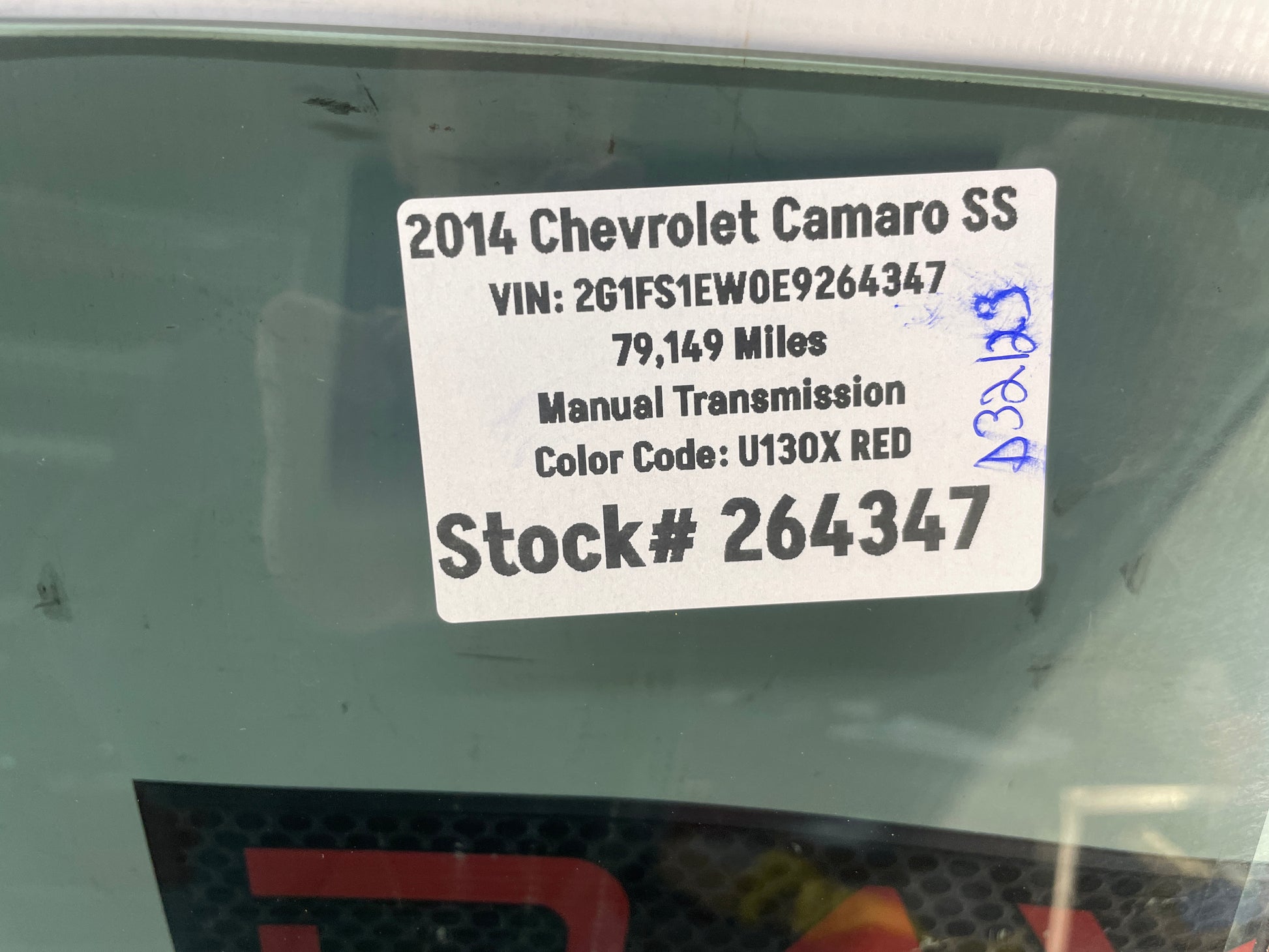 2014 Chevy Camaro SS LH Driver Door Window Glass OEM - Day's Parts Yard