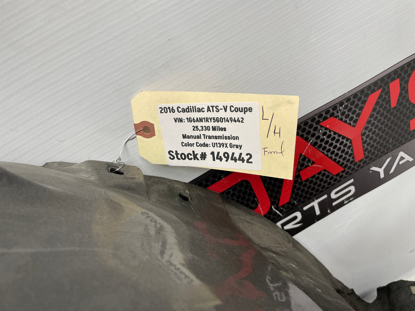 2016 Cadillac ATS-V Coupe LH Driver Front Fender Wheel Well Liner OEM